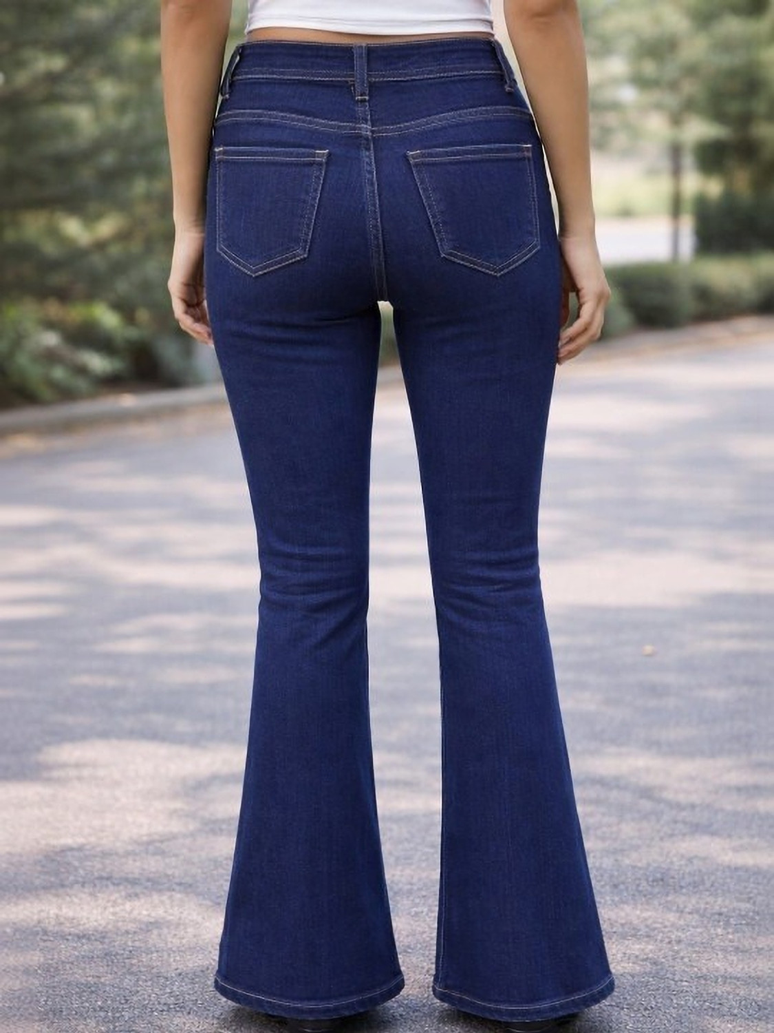 Image of KASHIAN Women Boot-Leg High Rise Dark Blue Jeans