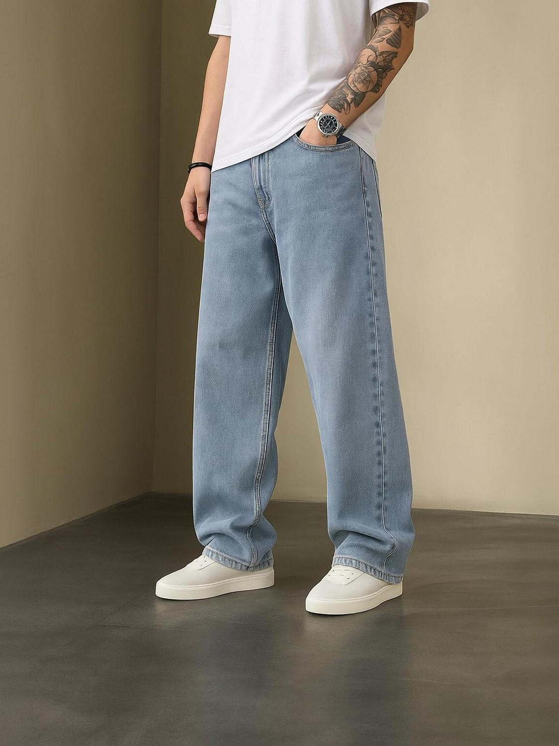 Image of PODGE Loose Fit Men Light Blue Jeans