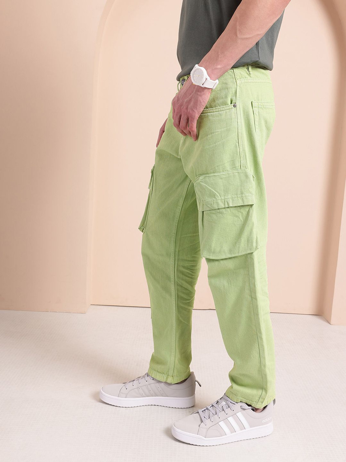 Image of Mast & Harbour Relaxed Fit Men Green Jeans