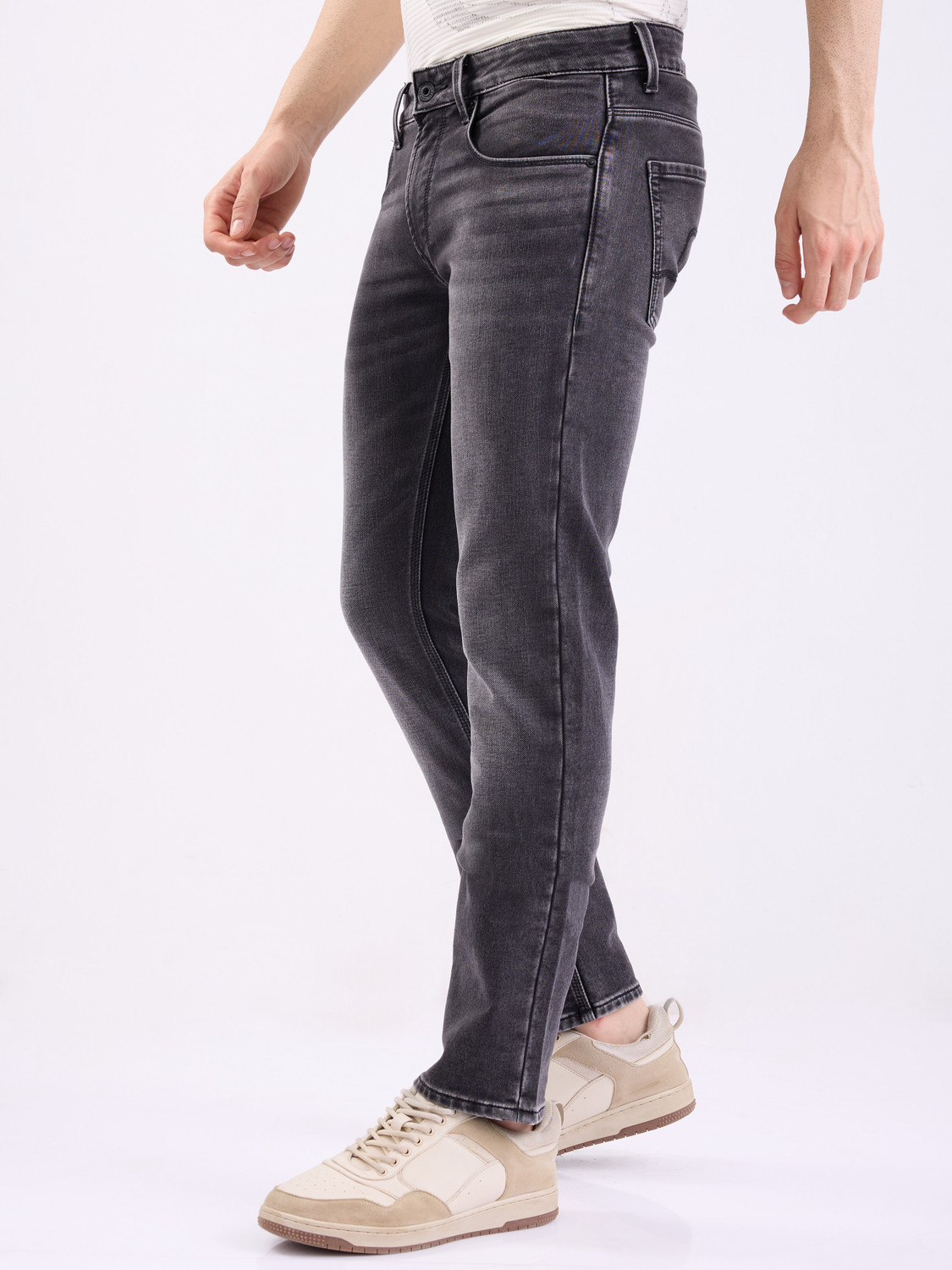 Image of Spykar Regular Men Grey Jeans