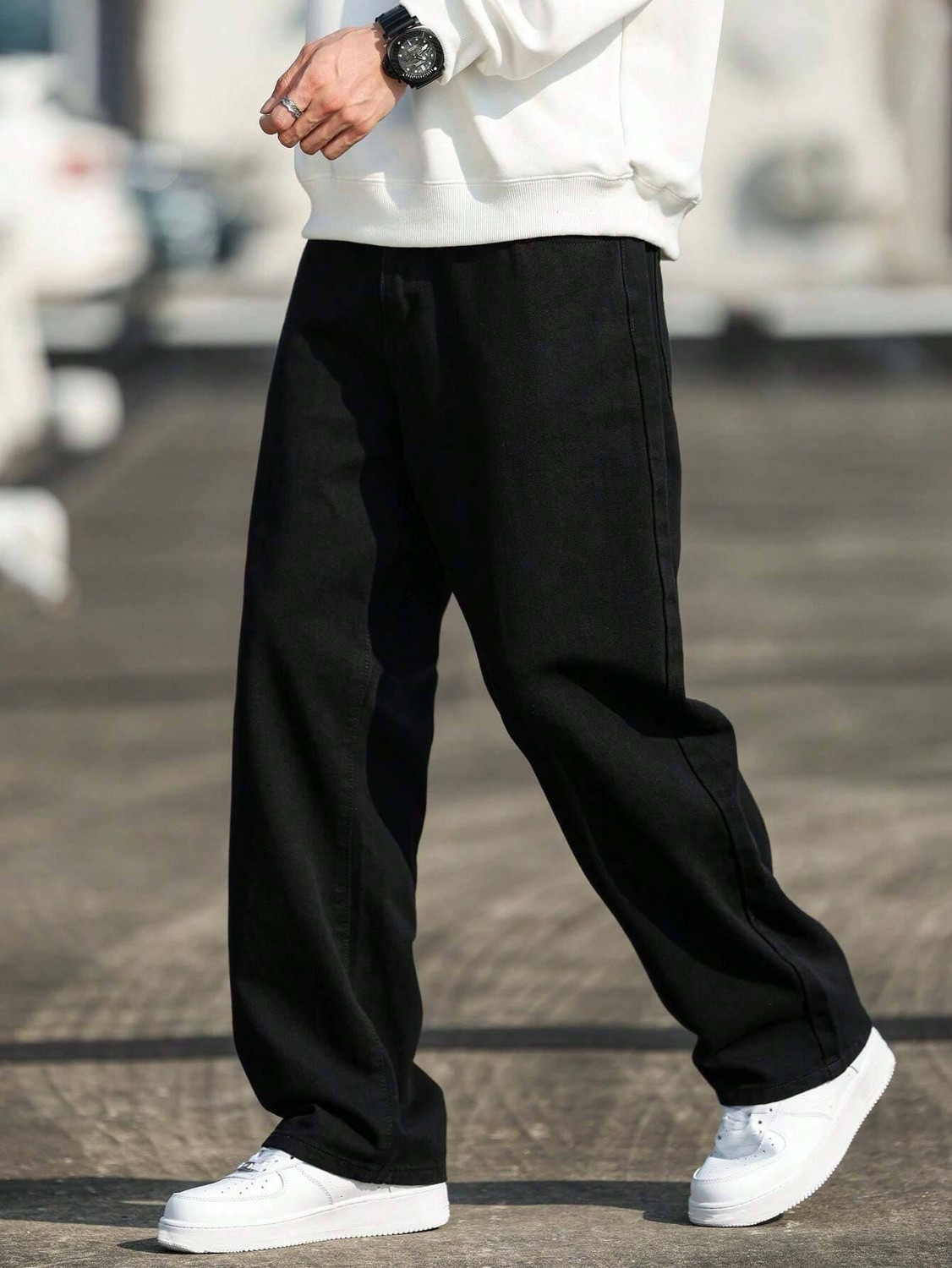 Image of DENIM LOOK Loose Fit Men Black Jeans