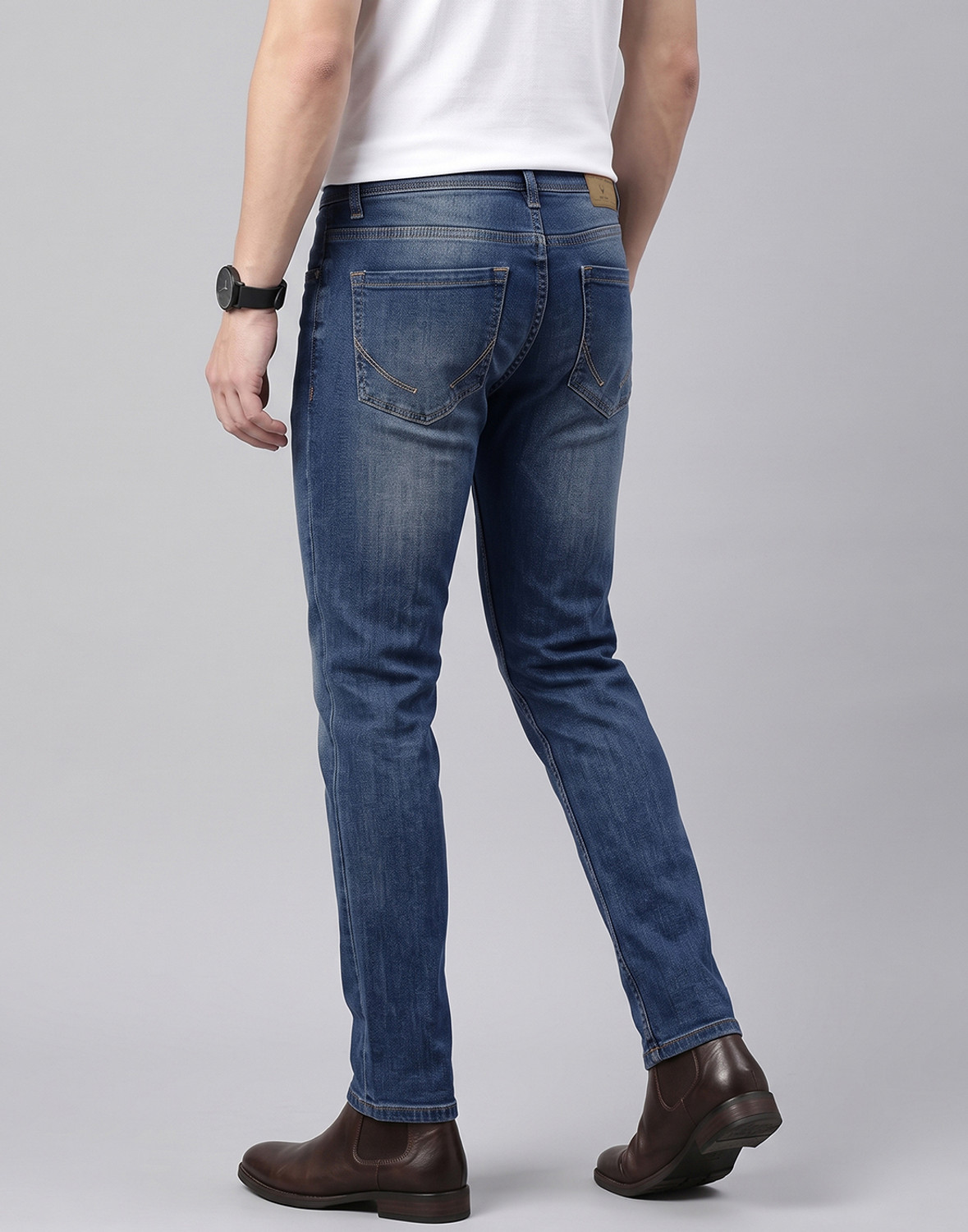 Image of Allen Solly Men Regular Mid Rise Blue Jeans