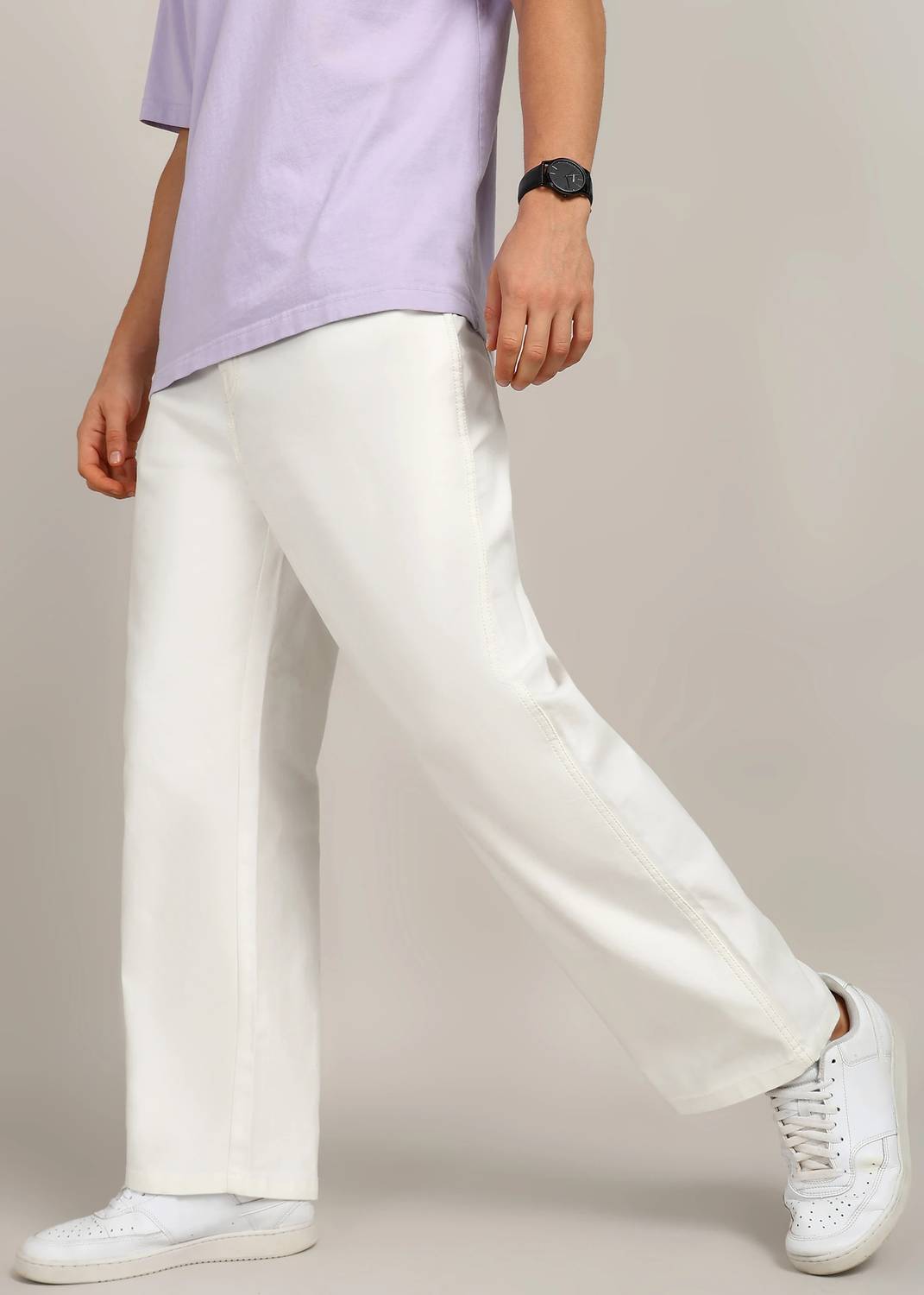 MONTREZ Straight Fit Men White Jeans - Image 3