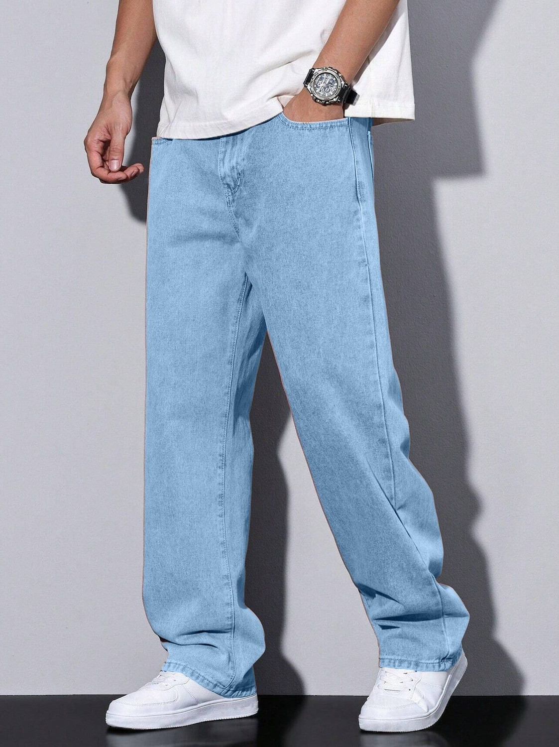Image of Plus91 Straight Fit Men Light Blue Jeans