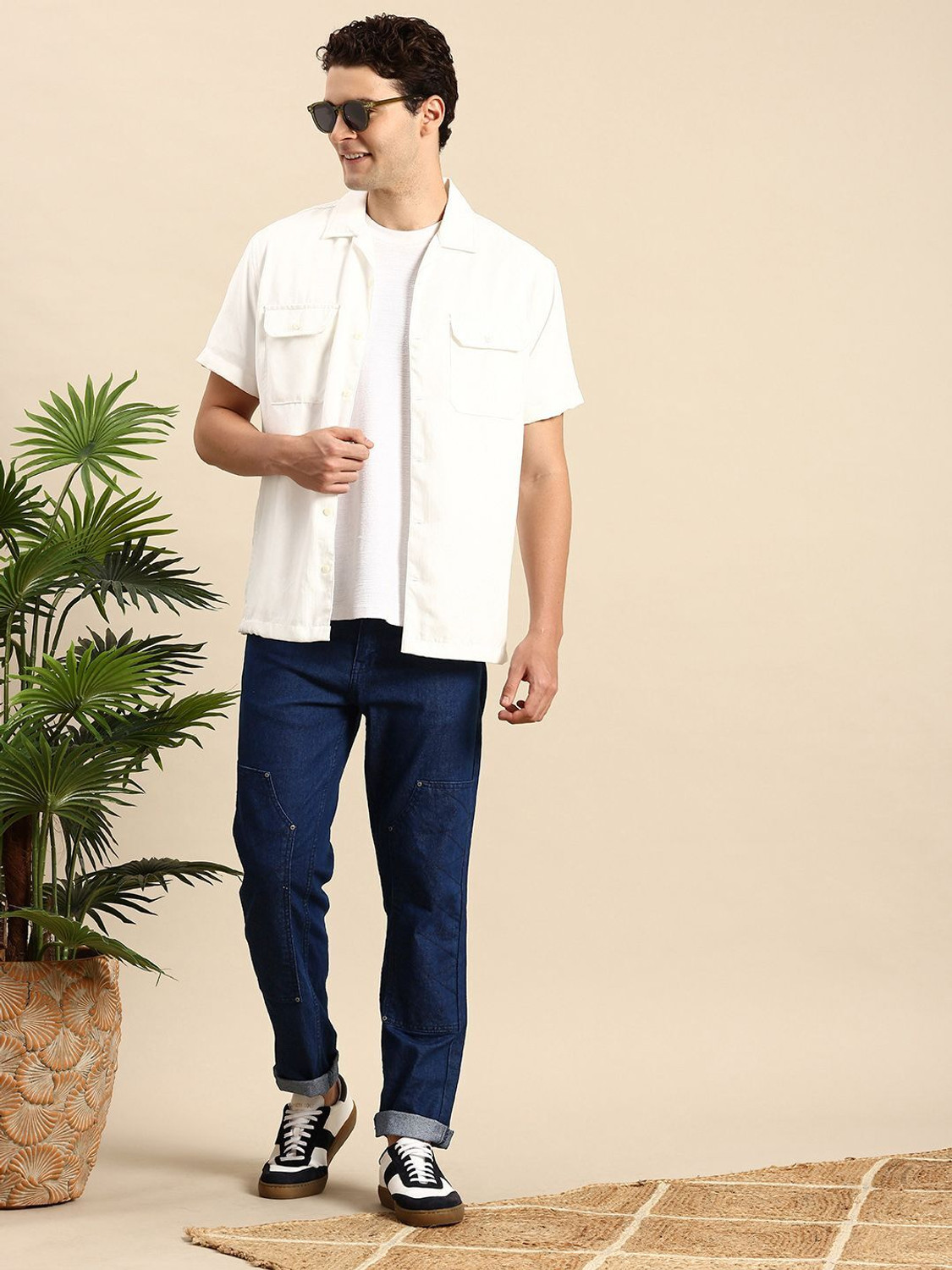 Image of Mast & Harbour Relaxed Fit Men Blue Jeans