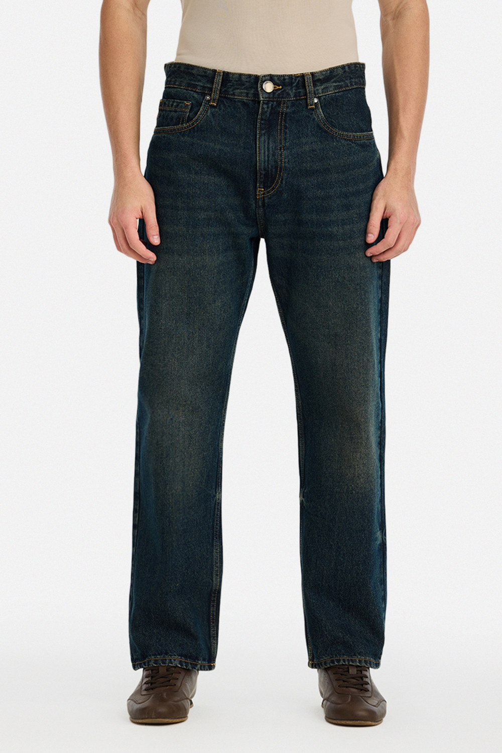 Image of Snitch Straight Fit Men Dark Blue Jeans