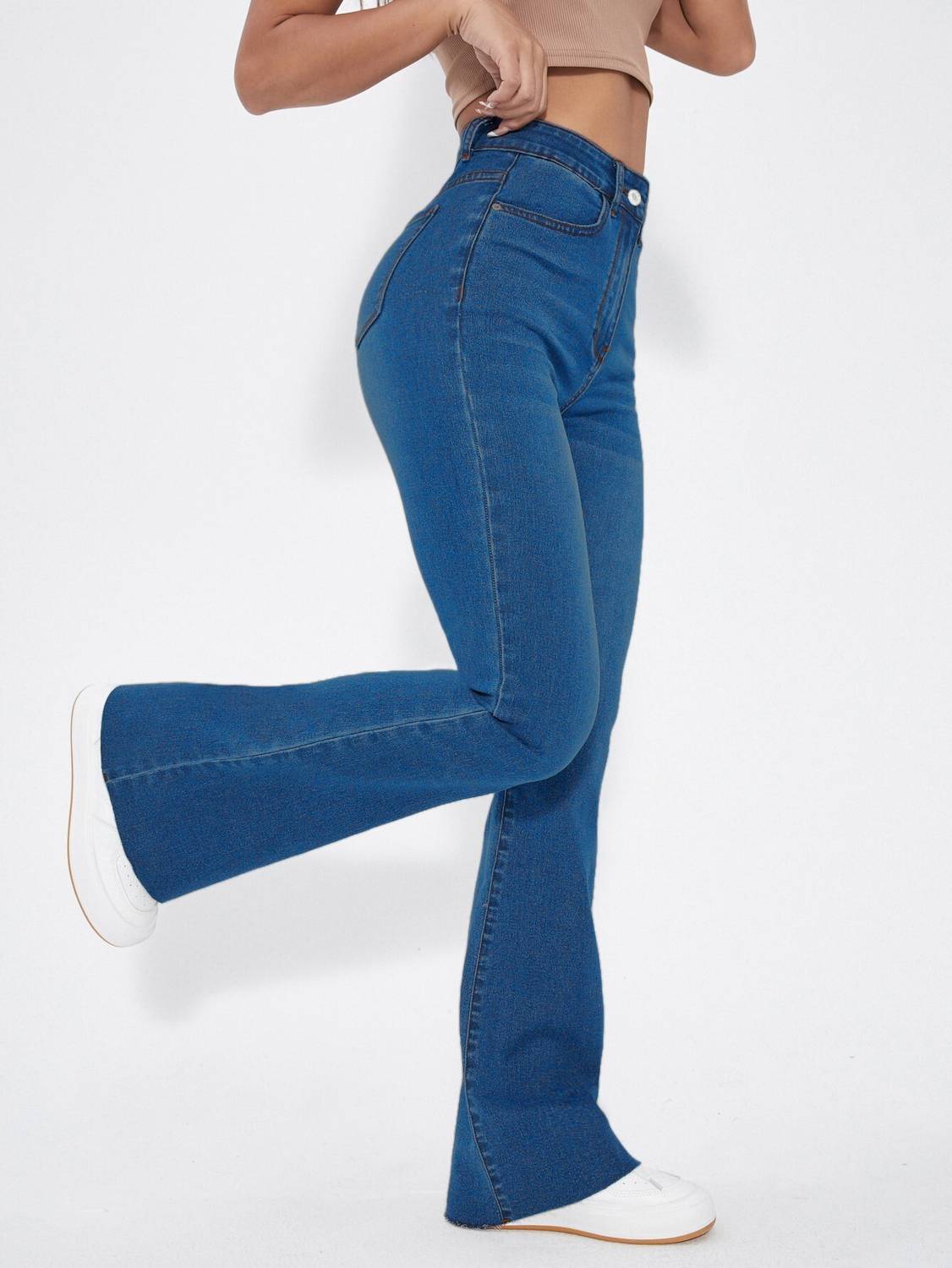 Aahwan Women Flared High Rise Dark Blue Jeans