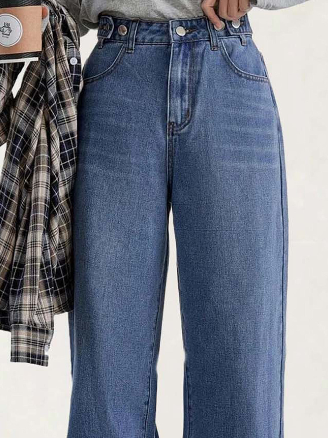Image of KOTTY Women Boyfriend High Rise Blue Jeans