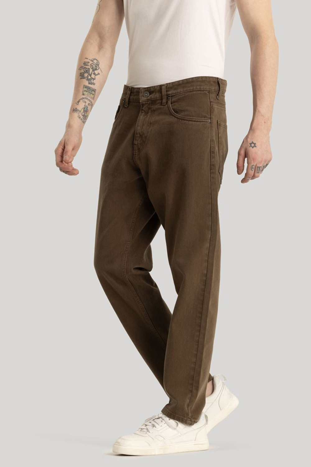 Image of Snitch Loose Fit Men Brown Jeans