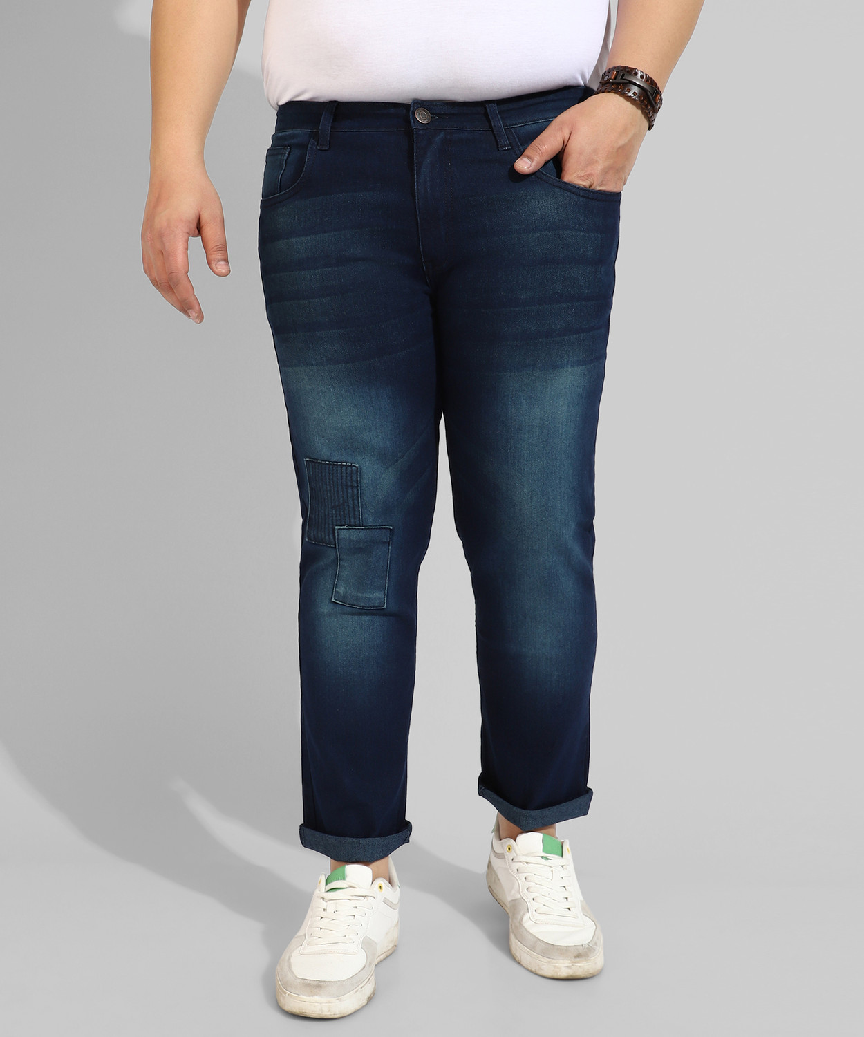 Image of Instafab Plus Regular Men Blue Jeans