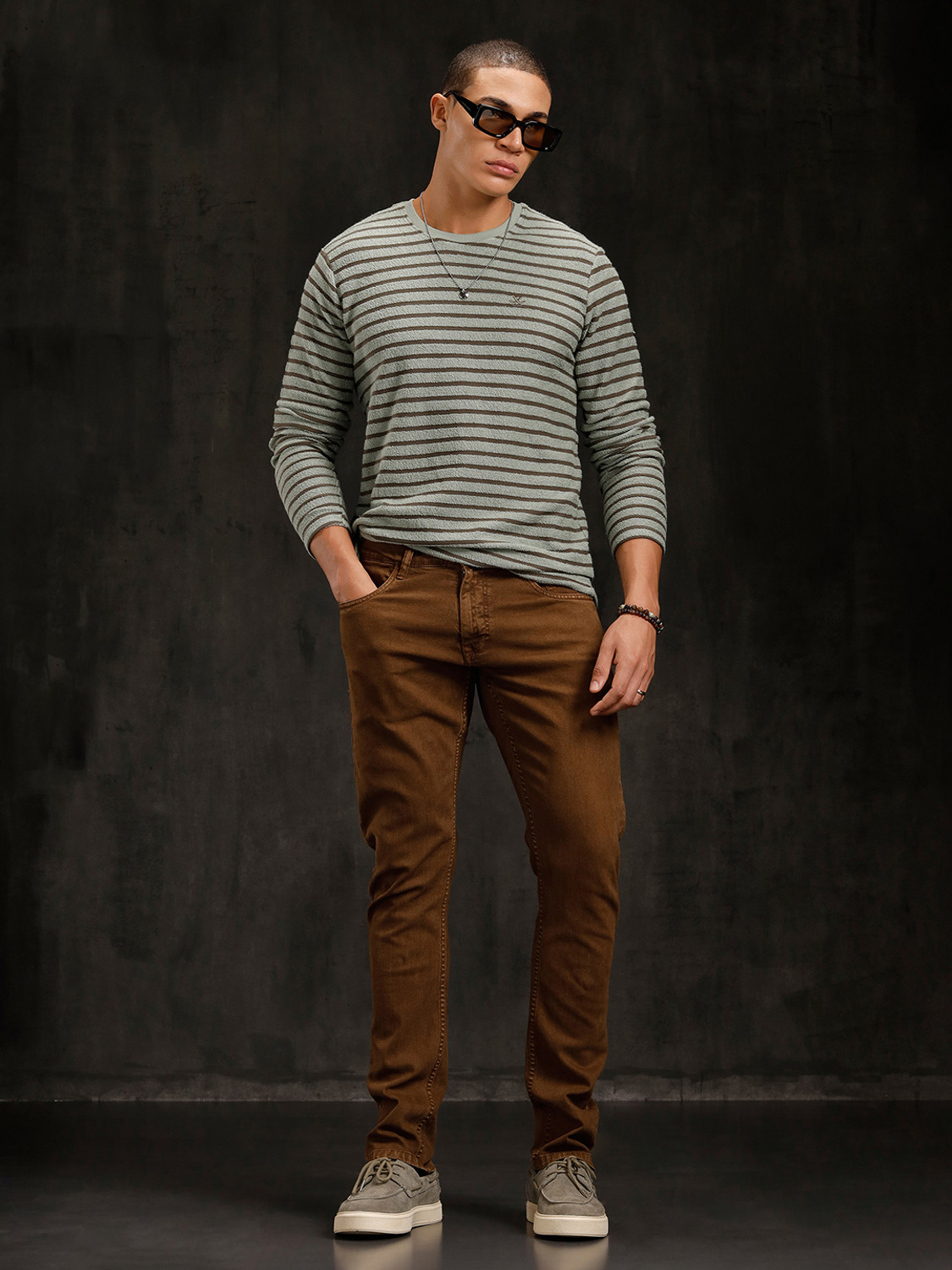 Image of WROGN Slim Men Brown Jeans