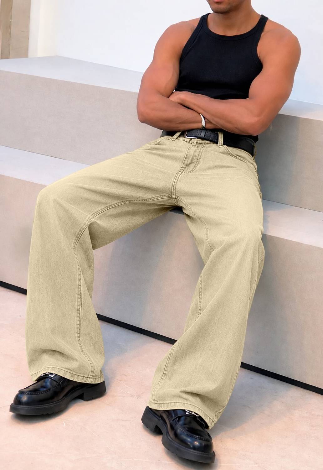 Plus91 Boot-Leg Men Beige Jeans - Image 3