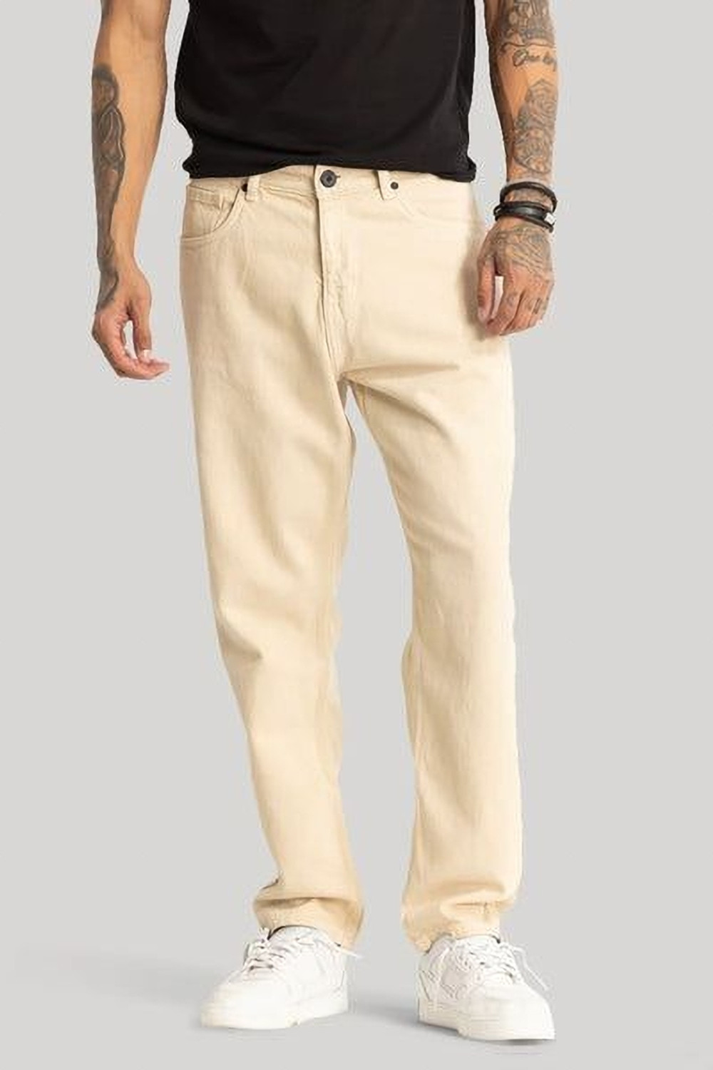 Image of CABRRR Loose Fit Men Beige Jeans