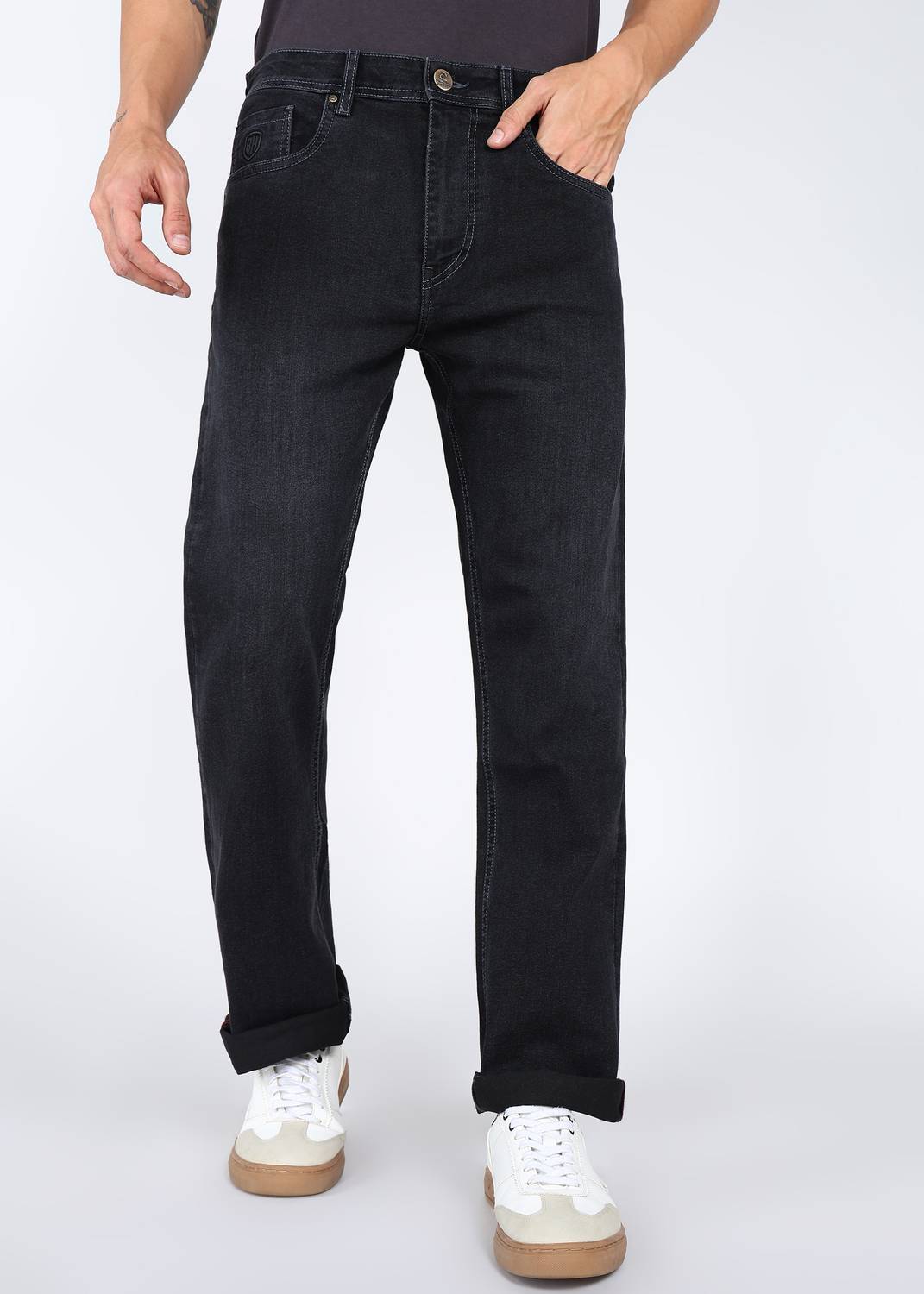 BEING HUMAN Boot-Leg Men Black Jeans