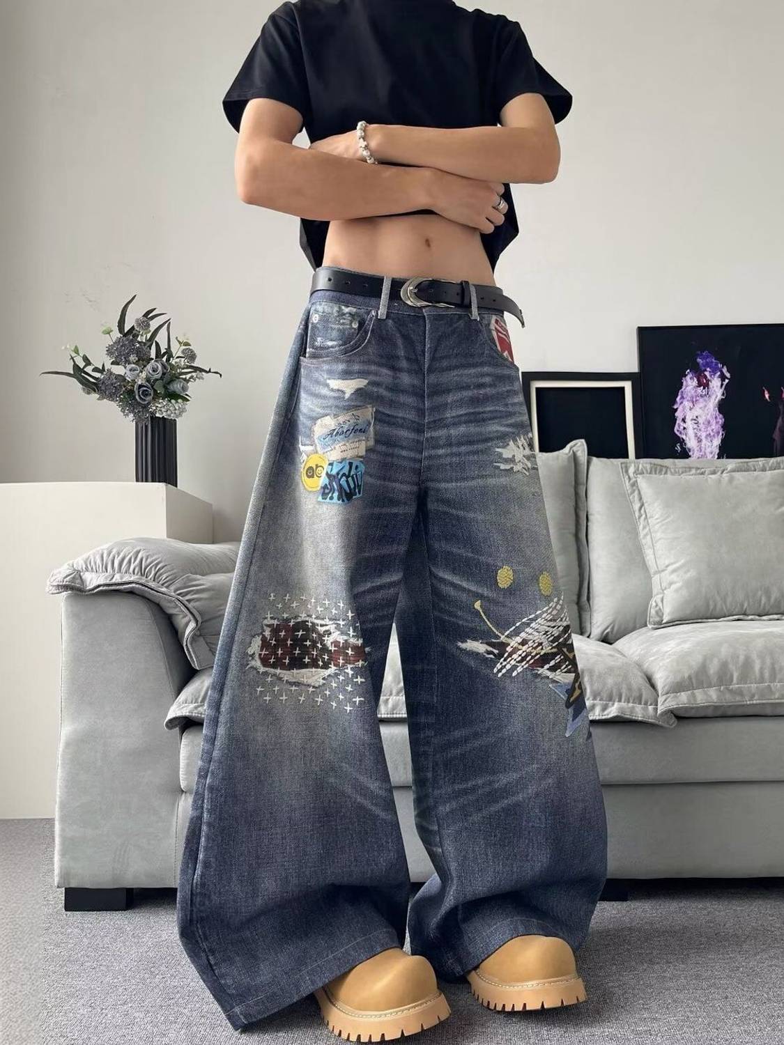 Suo Flared Men Blue Jeans - Image 3