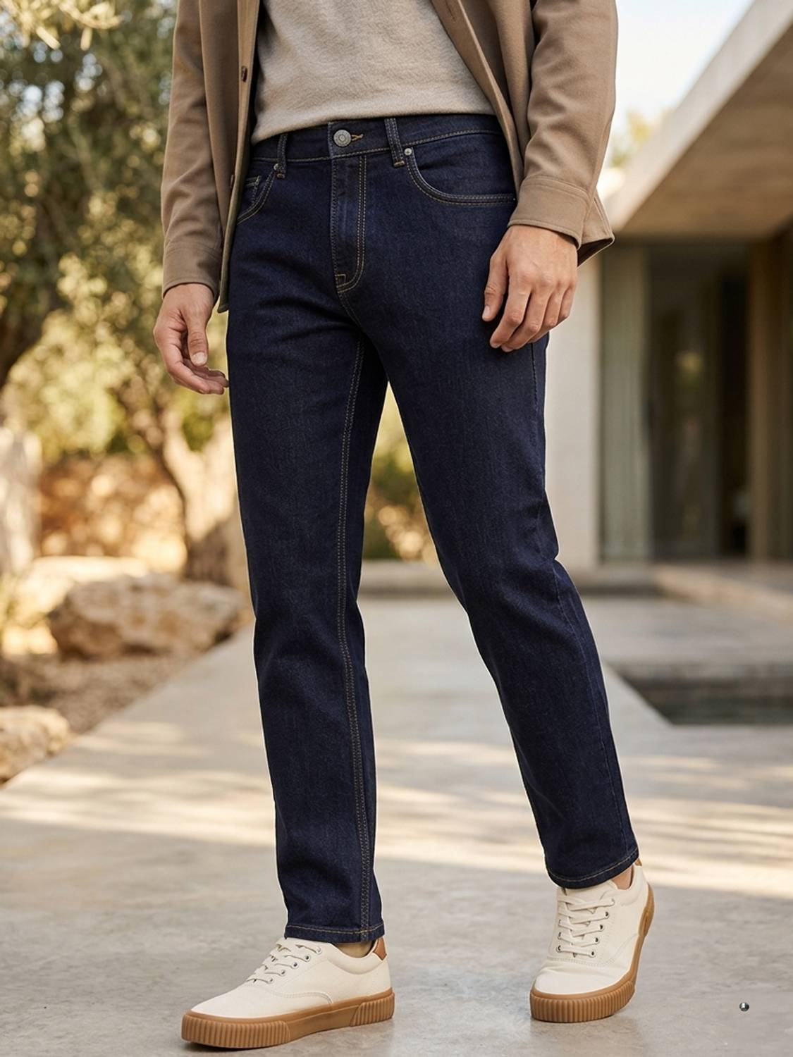 Urbano Fashion Men Slim Mid Rise Dark Blue Jeans