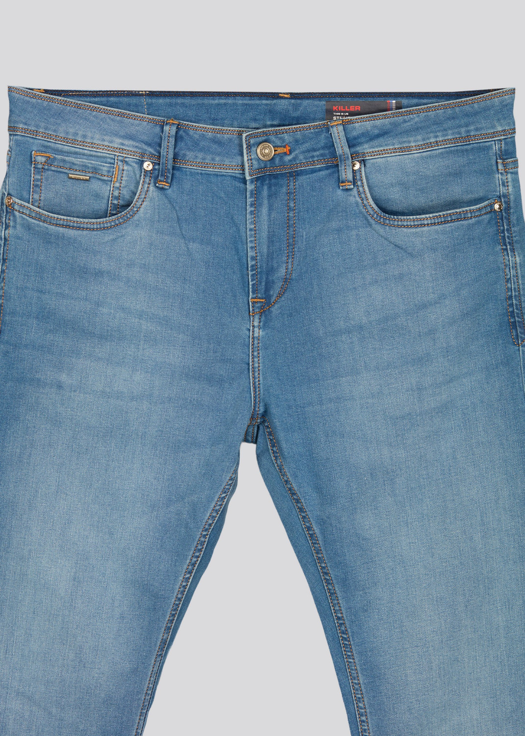 Image of KILLER Men Straight Fit Mid Rise Light Blue Jeans