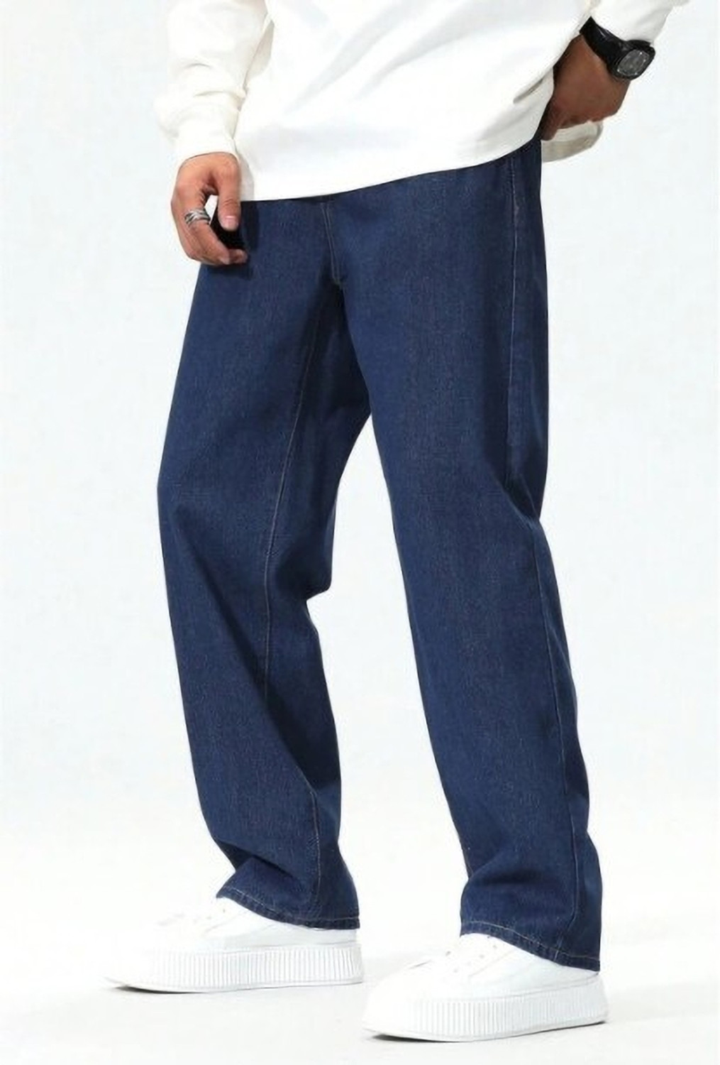 Image of PODGE Loose Fit Men Dark Blue Jeans