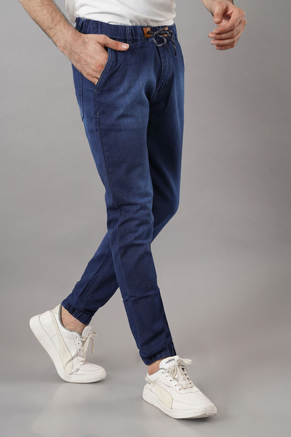 Image of NIVASU Jogger Fit Men Dark Blue Jeans