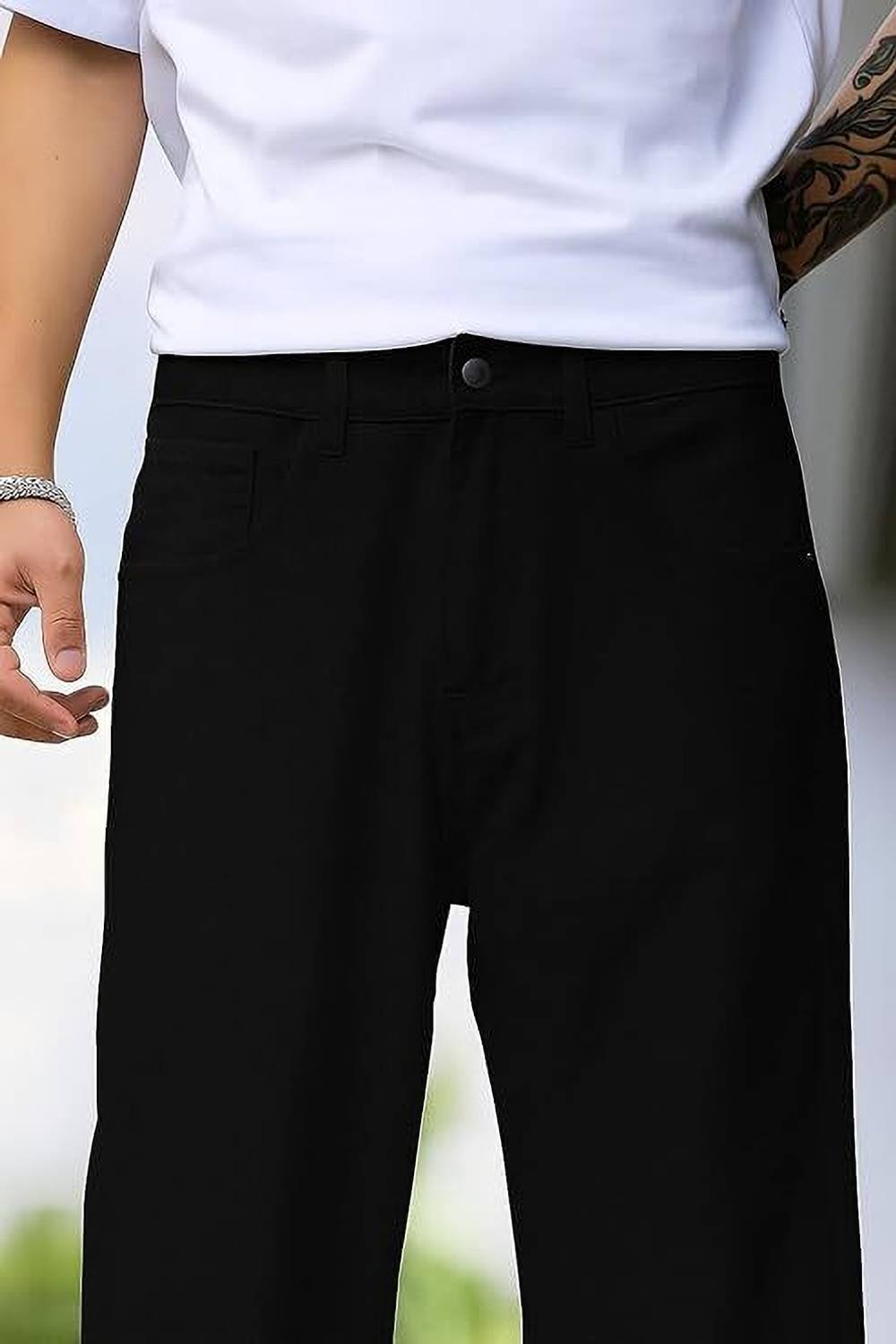 AzzureAttire Loose Fit Black Jeans - Image 5