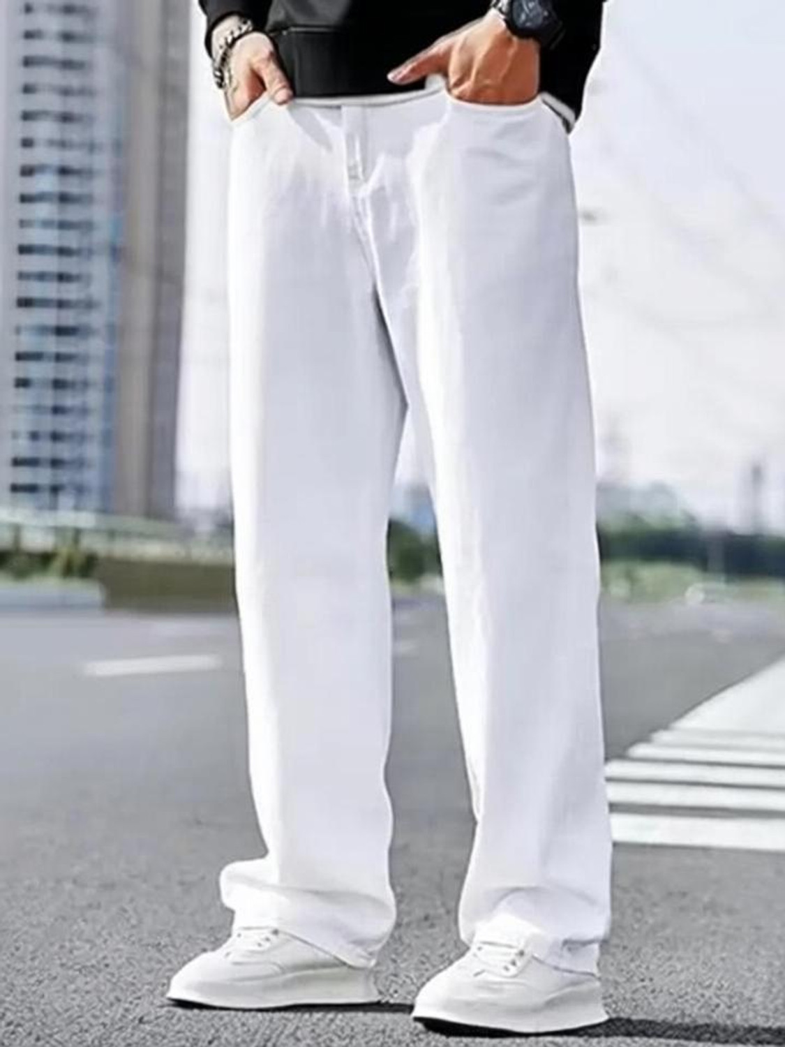 Image of Star4well Loose Fit Men White Jeans