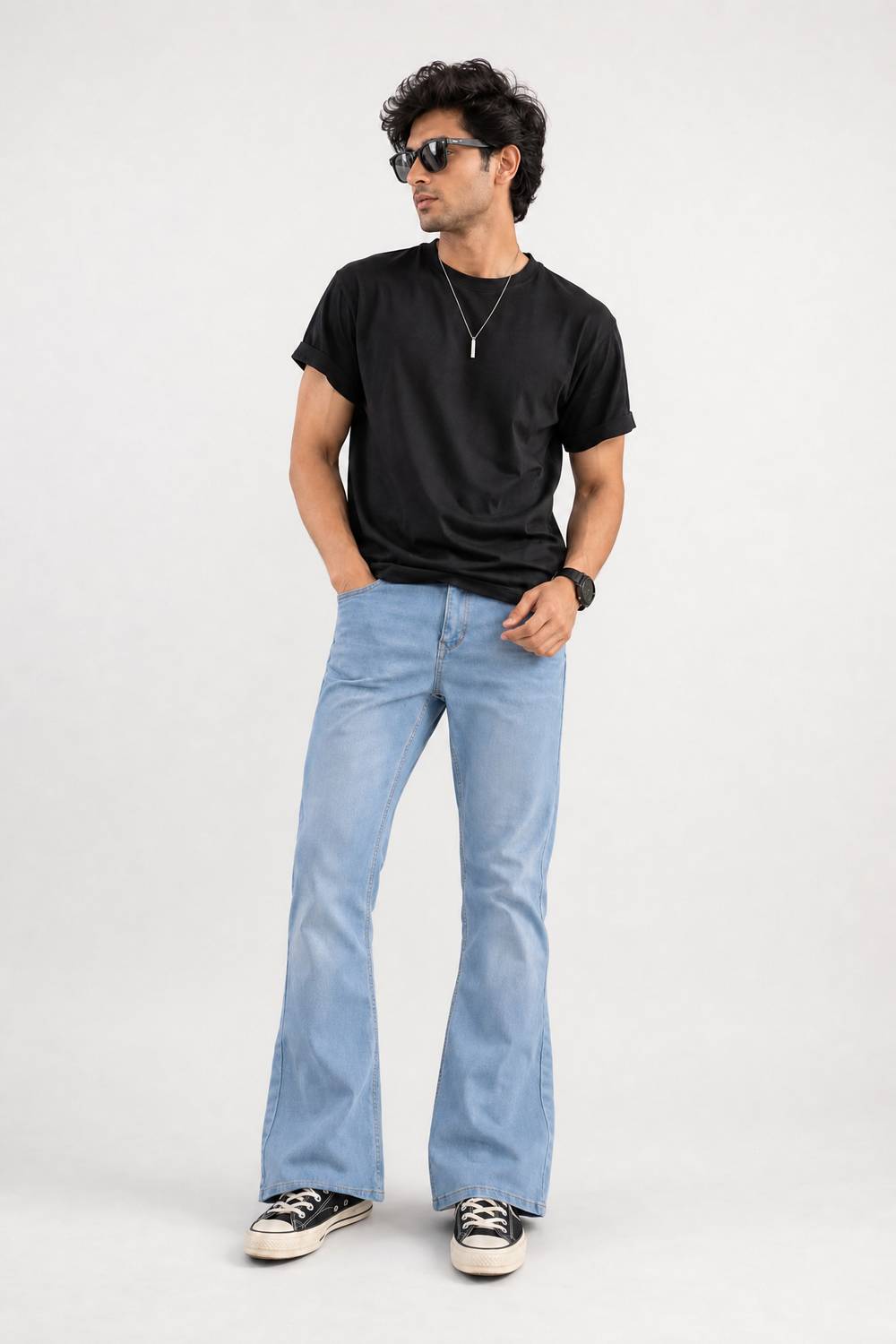 LA HOMMI Boot-Leg Men Light Blue Jeans - Image 1