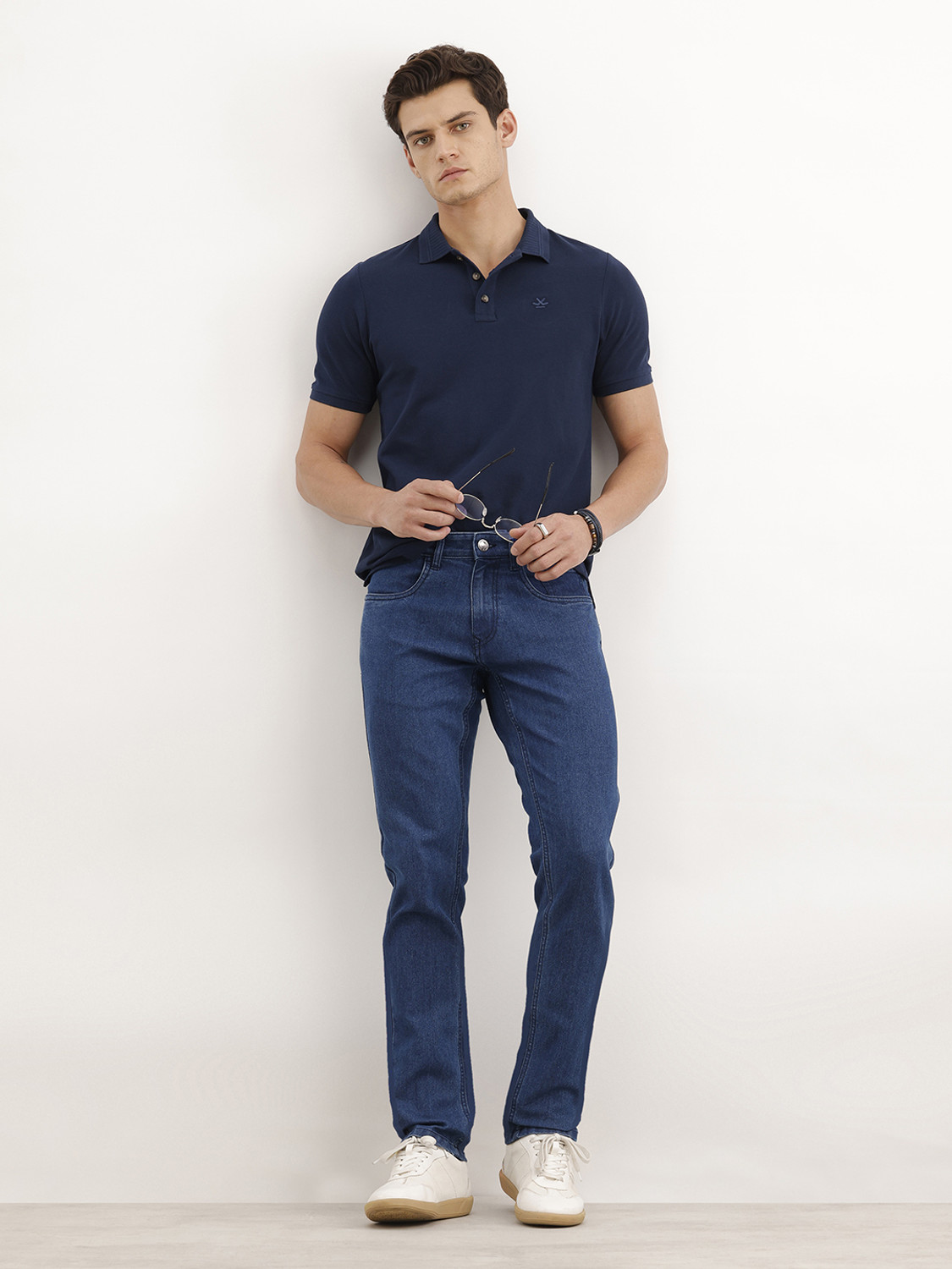 Image of WROGN Men Slim Mid Rise Blue Jeans