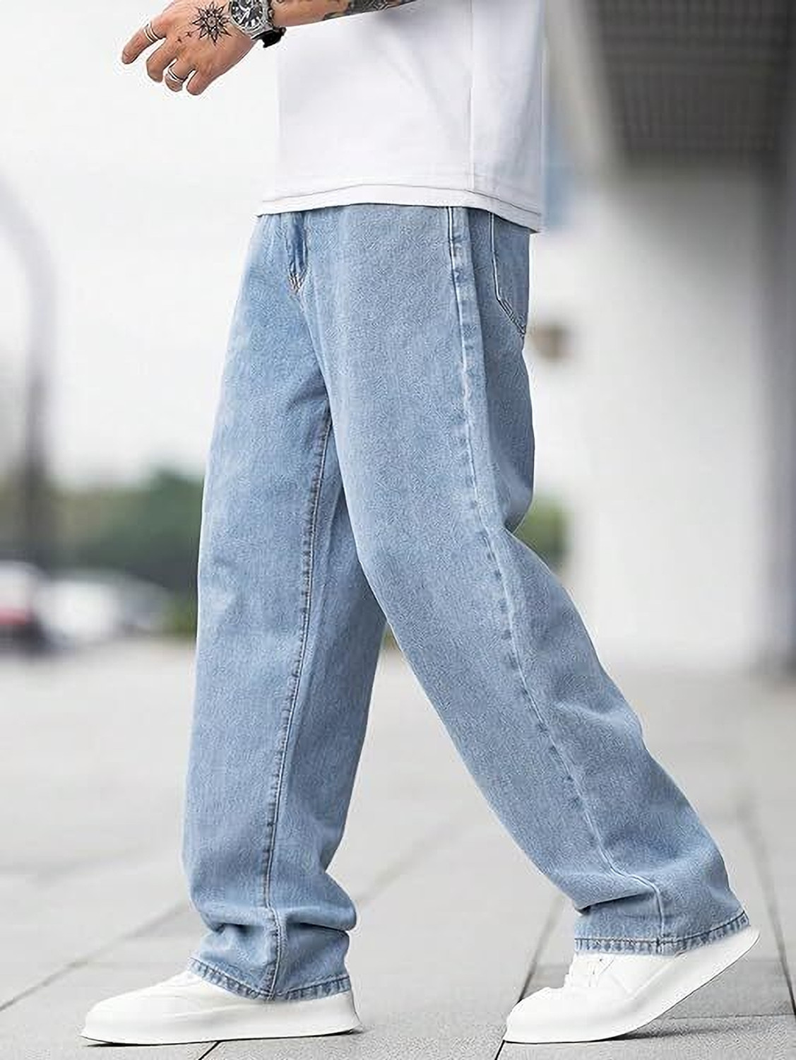 Image of UNITED DENIM Loose Fit Men Light Blue Jeans