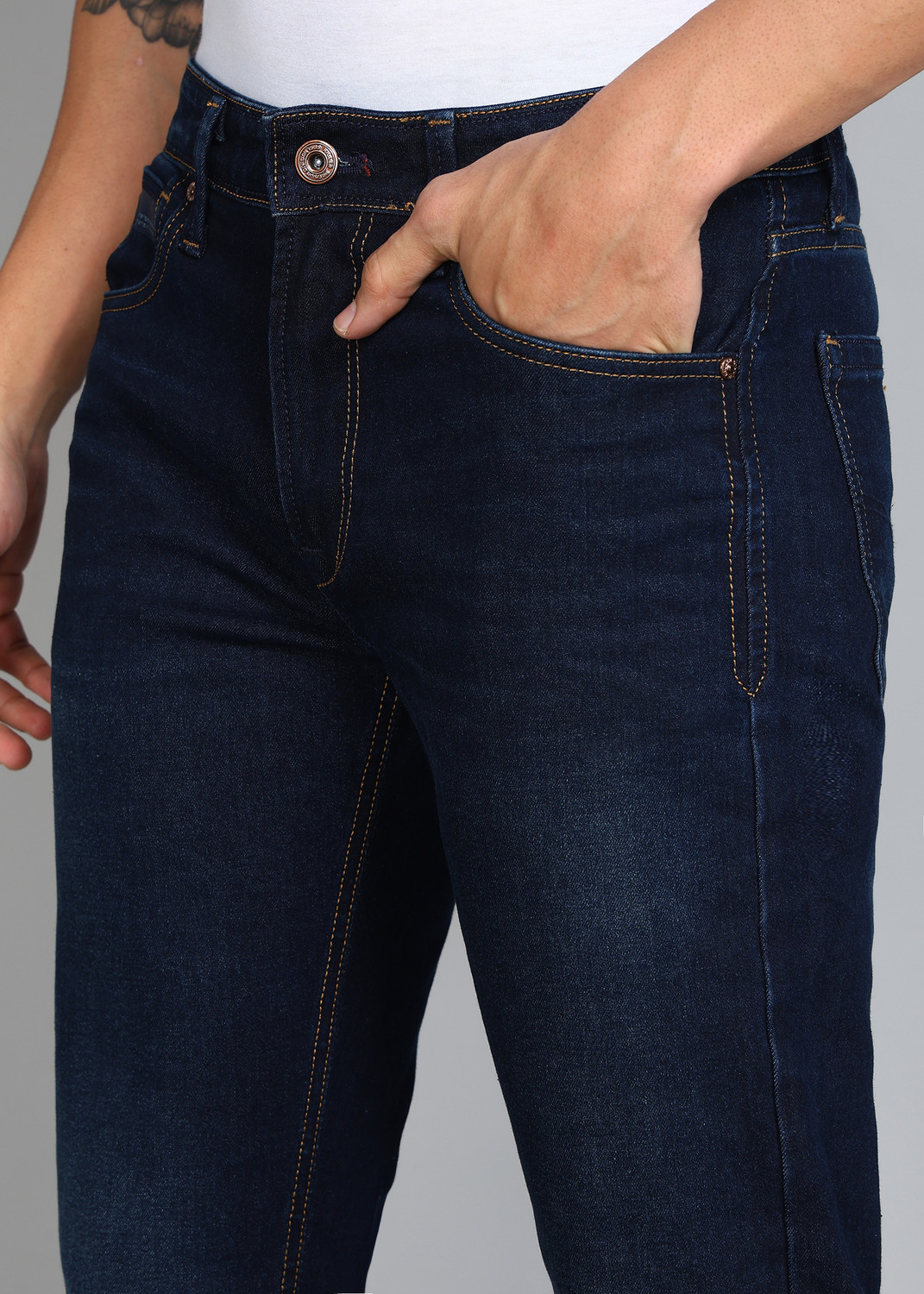 Image of KILLER Straight Fit Men Dark Blue Jeans