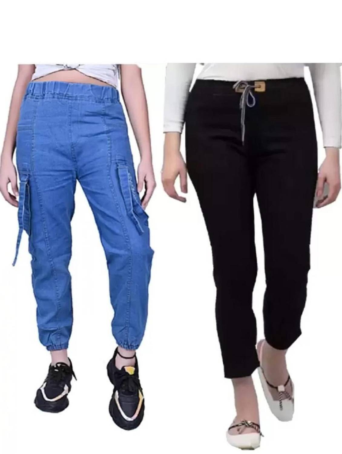 Miraksh Jogger Fit Women Black, Blue Jeans