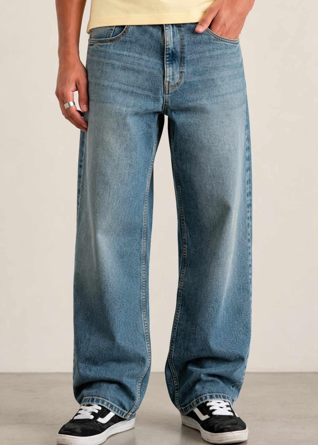 Image of Freakins Baggy Fit Men Blue Jeans