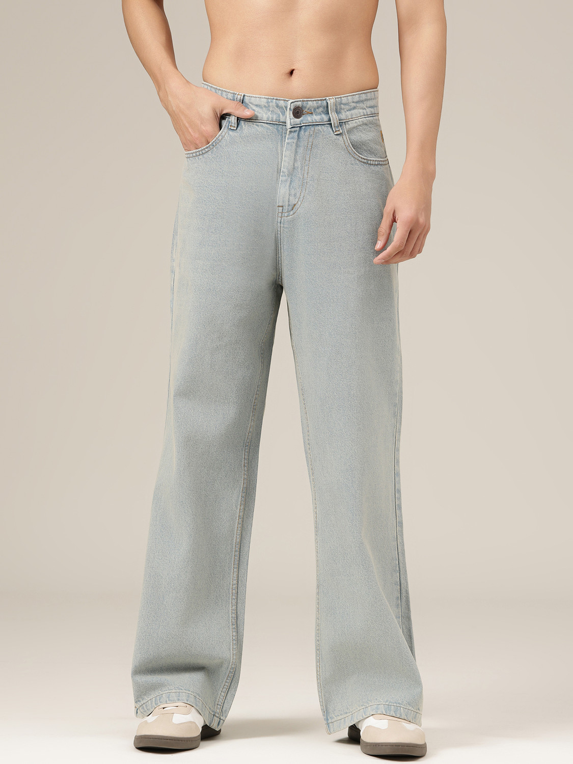 Image of DENNISON Men Loose Fit Mid Rise Light Blue Jeans