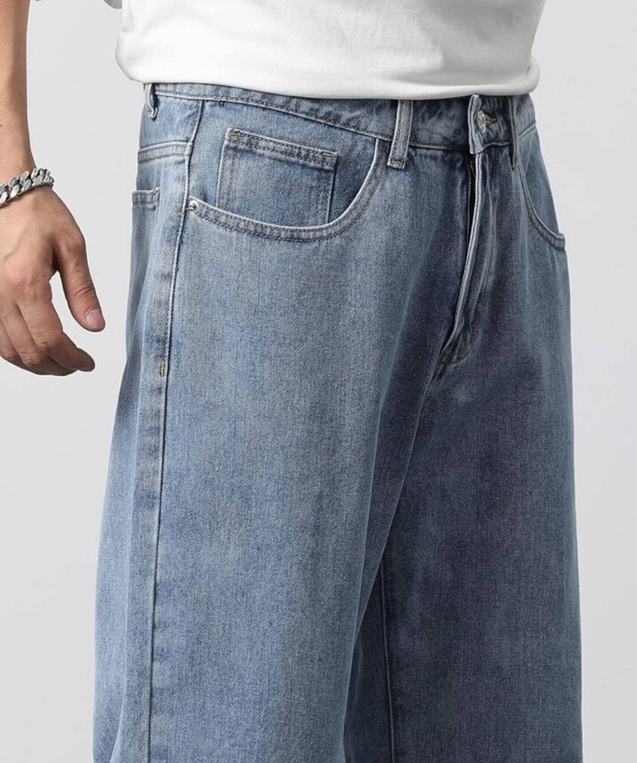 BASIC Straight Fit Men Light Blue Jeans - Image 1