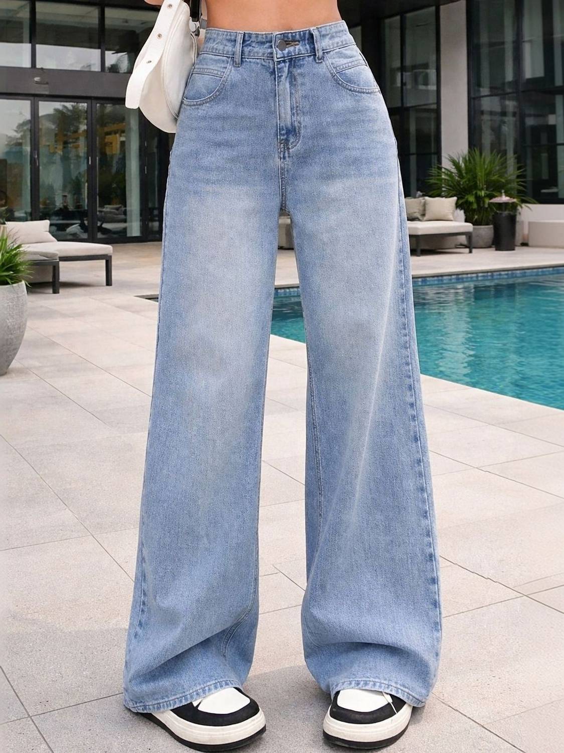 AAV2 Wide Leg Women Light Blue Jeans