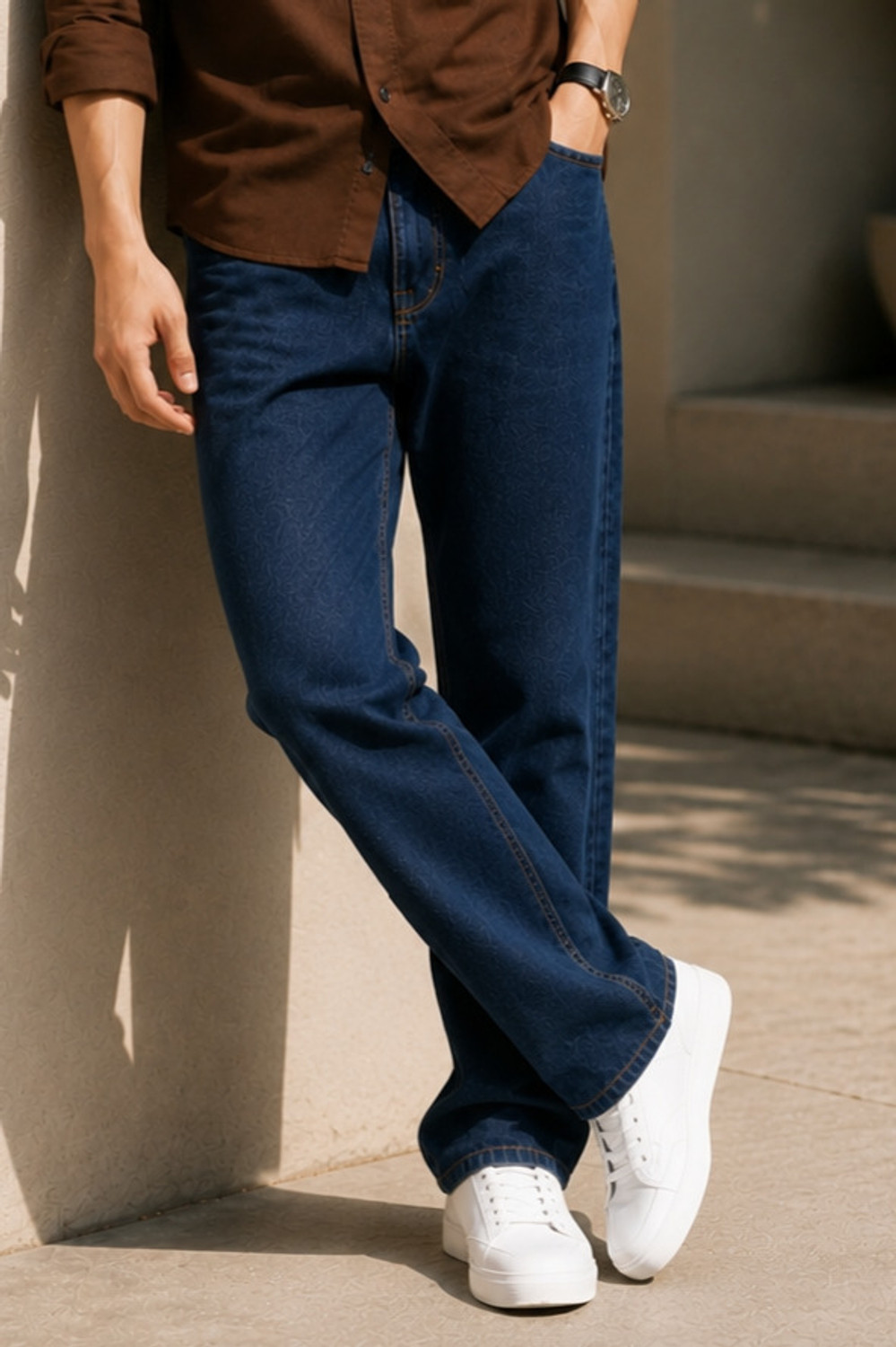 Image of Zush Men Straight Fit Mid Rise Blue Jeans