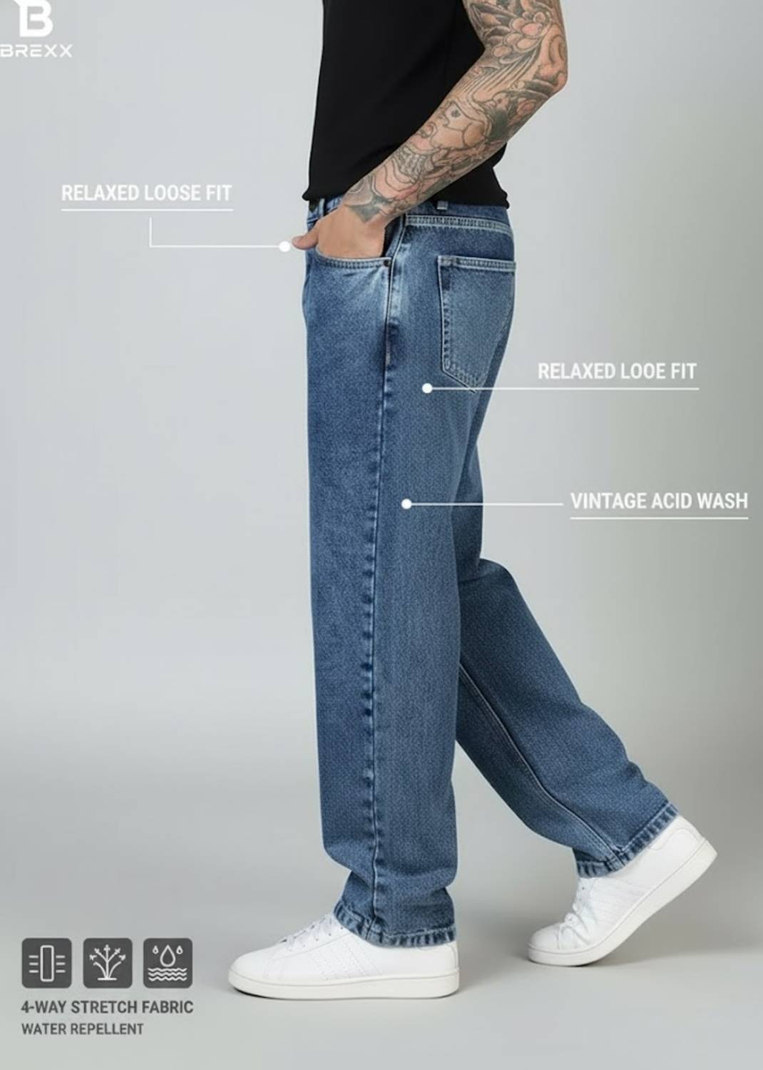 BREXX Loose Fit Men Blue Jeans - Image 5