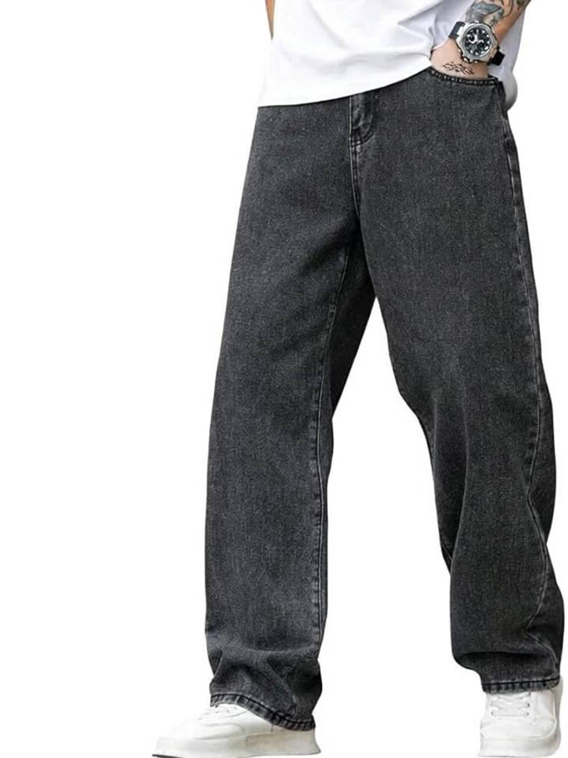 AzureAttire Loose Fit Men Grey Jeans