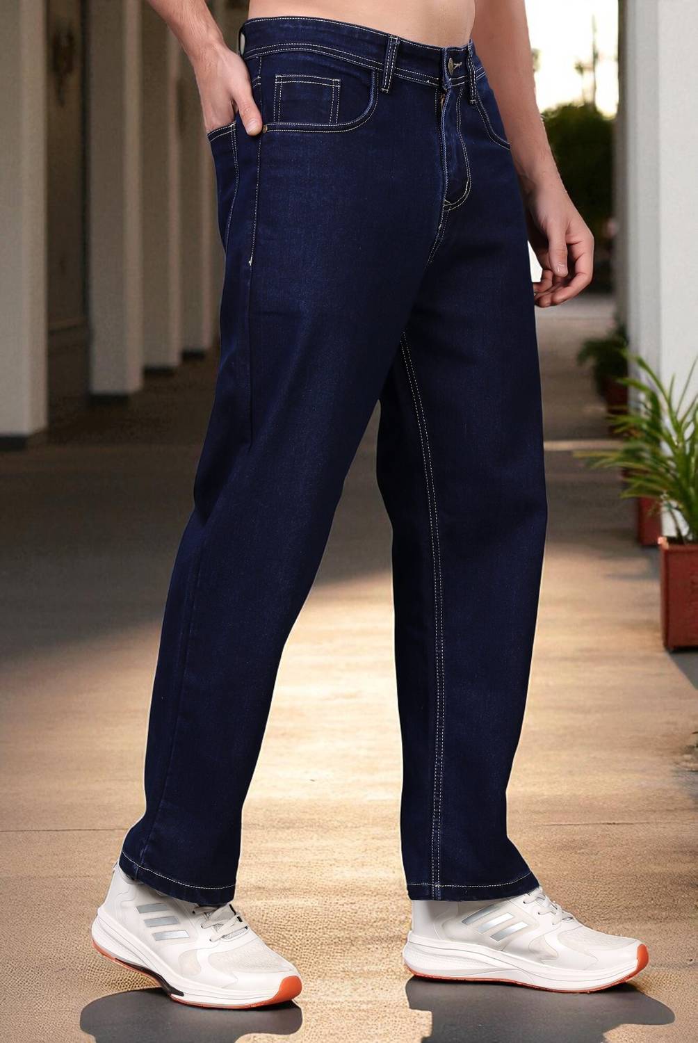 ZAYSH Loose Fit Men Dark Blue Jeans - Image 4