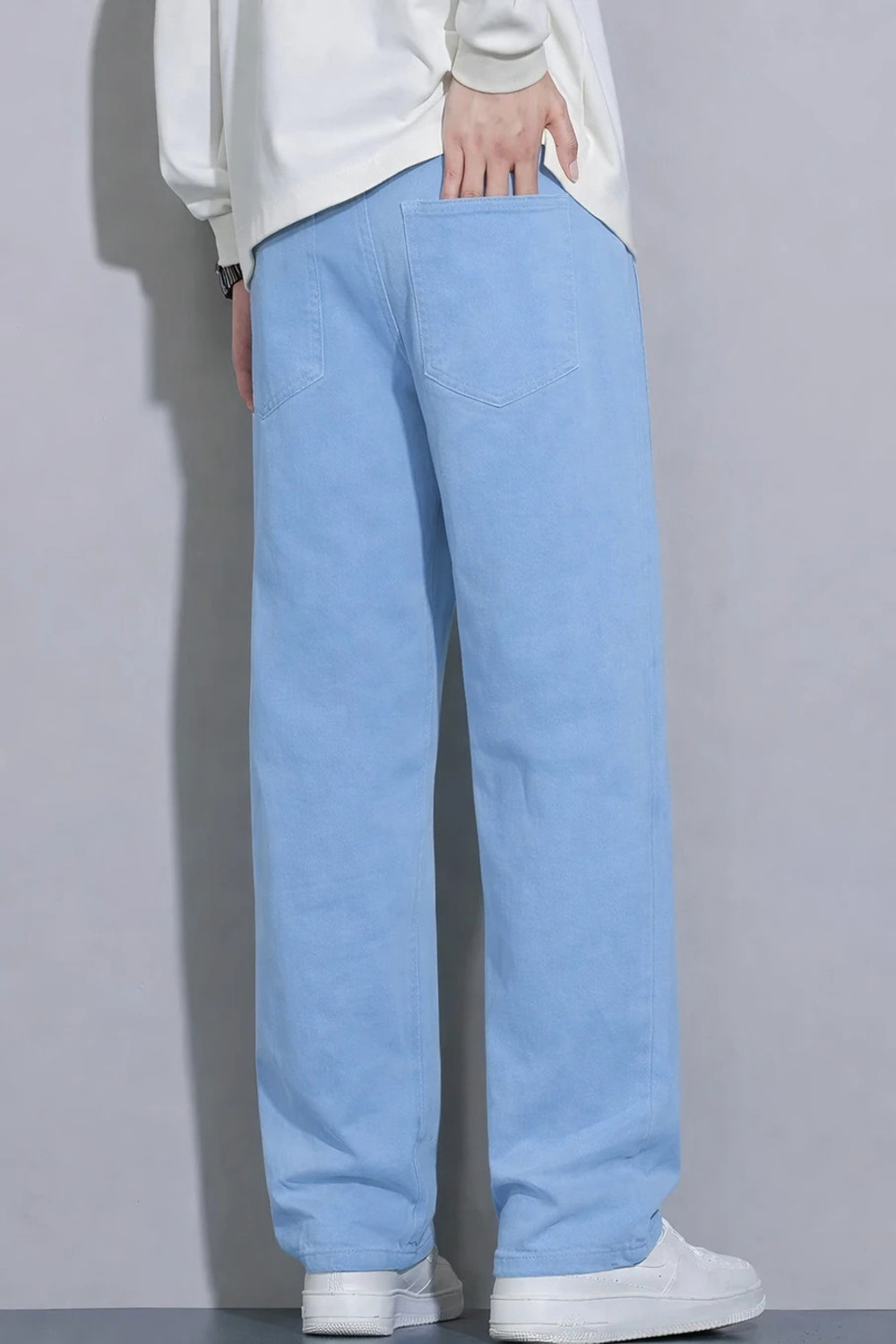 Image of HANGERHOOD Straight Fit Men Light Blue Jeans
