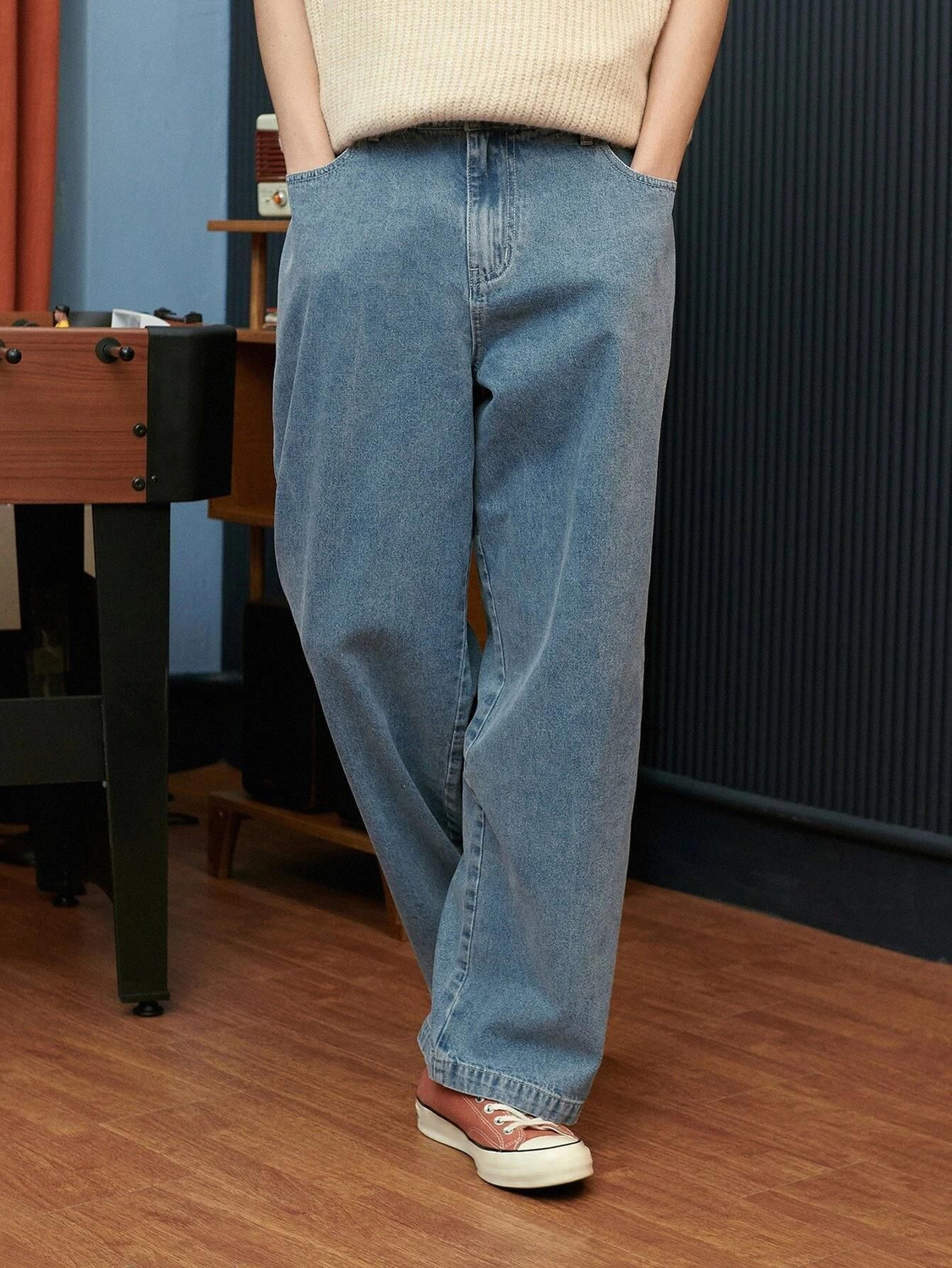 Image of KOTTY Loose Fit Men Light Blue Jeans