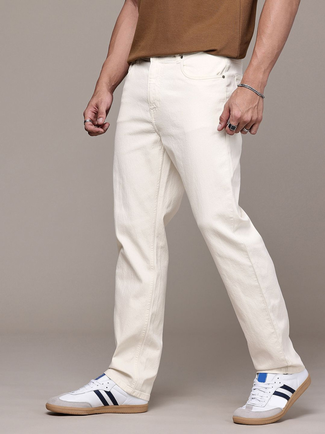 Image of Roadster Straight Fit Men White Jeans