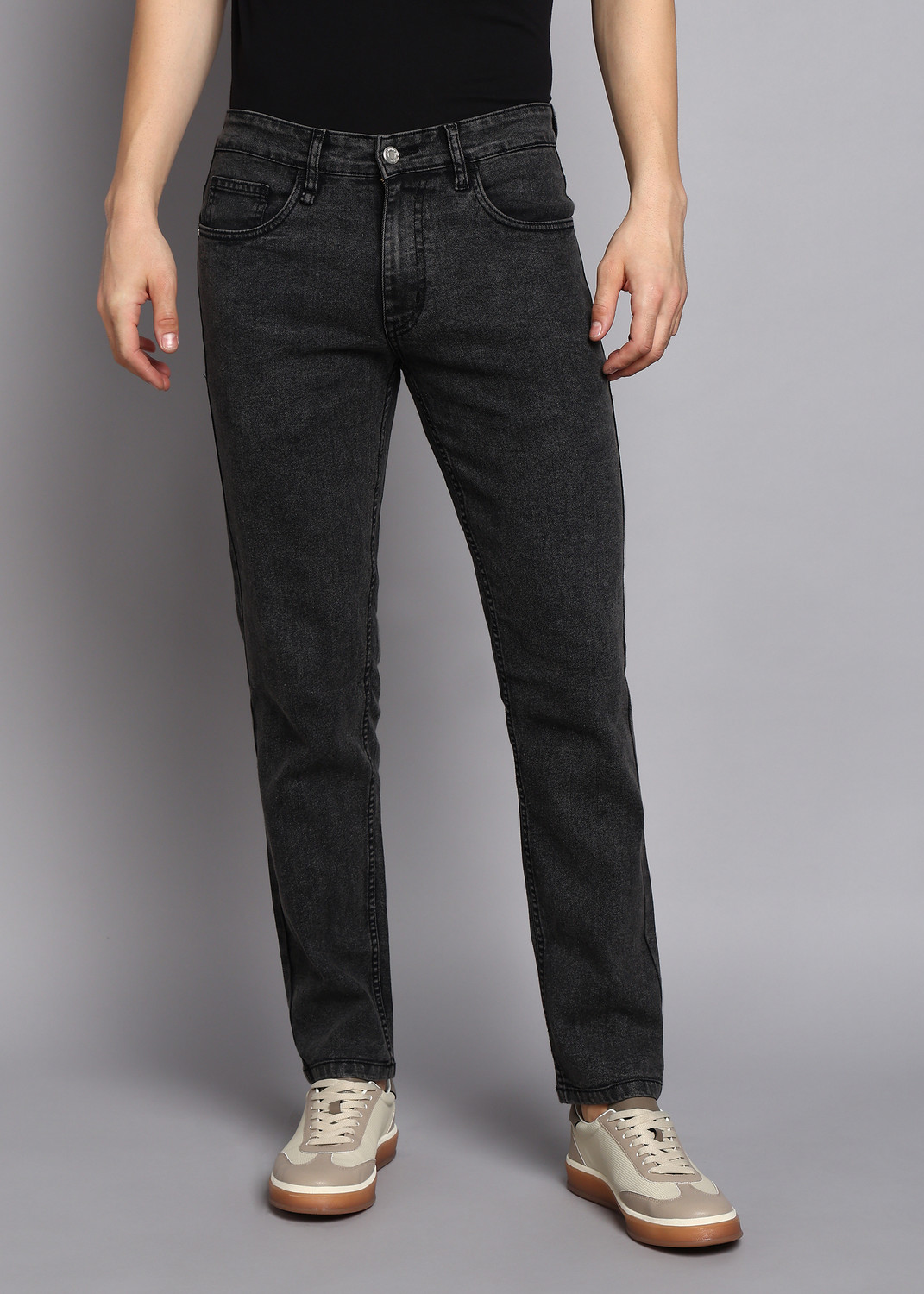Image of Roadster Men Slim Mid Rise Black Jeans