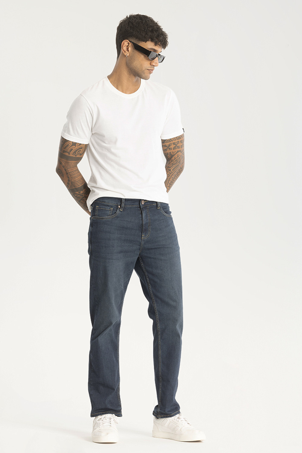 Image of Snitch Relaxed Fit Men Blue Jeans