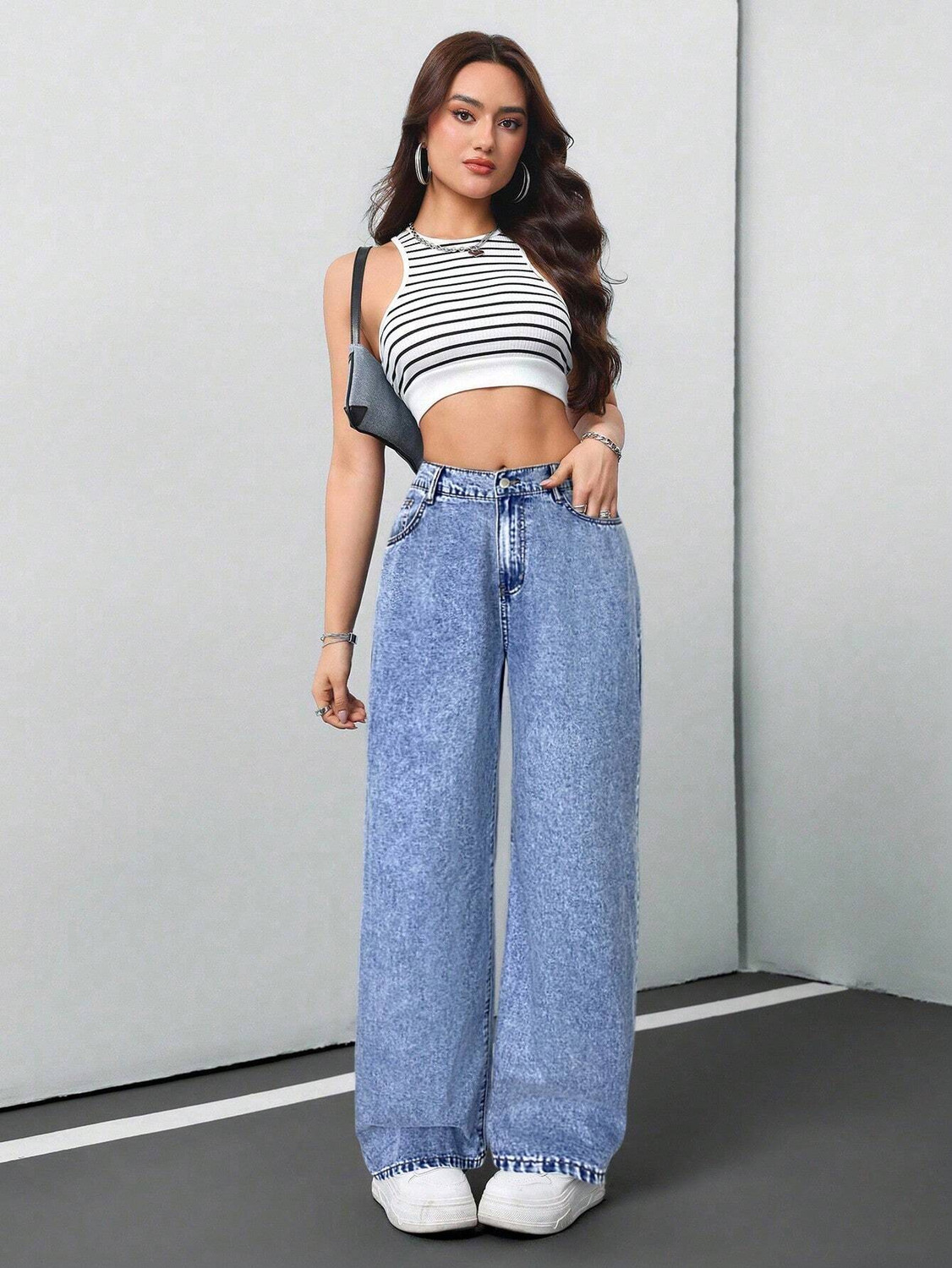Image of DENIM LOOK Flared Women Light Blue Jeans