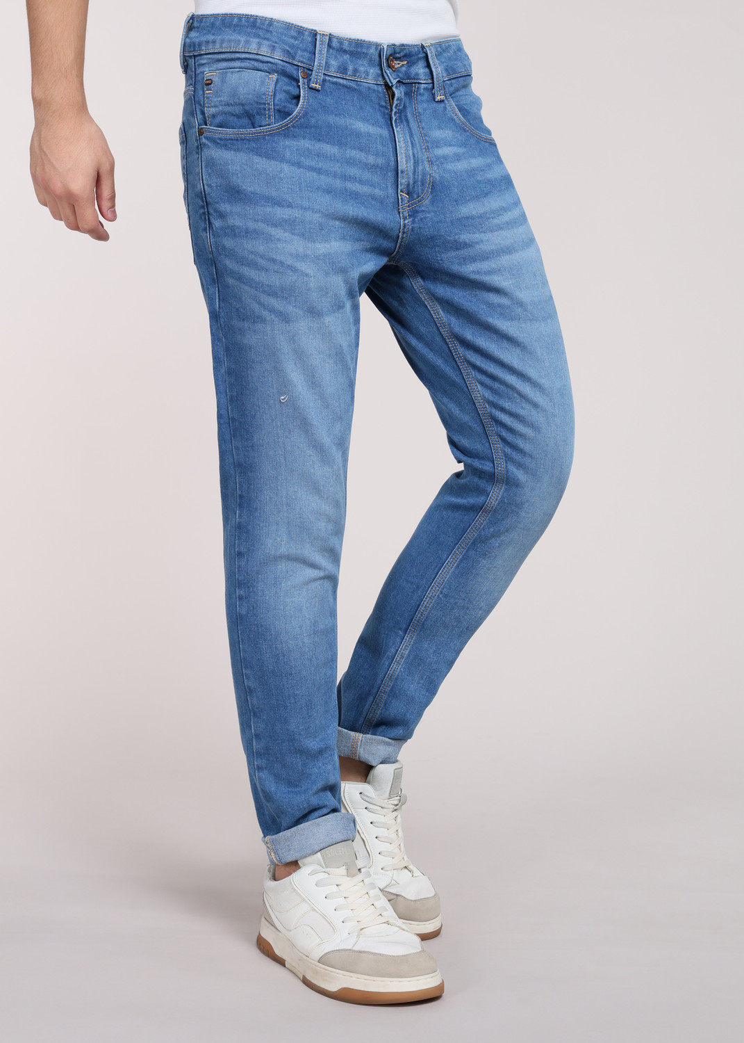 Image of Spykar Men Slim Mid Rise Blue Jeans