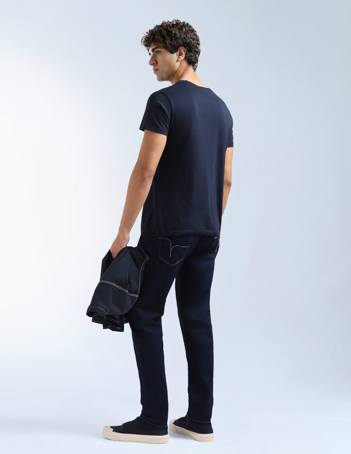 Image of FLYING MACHINE Tapered Fit Men Blue Jeans