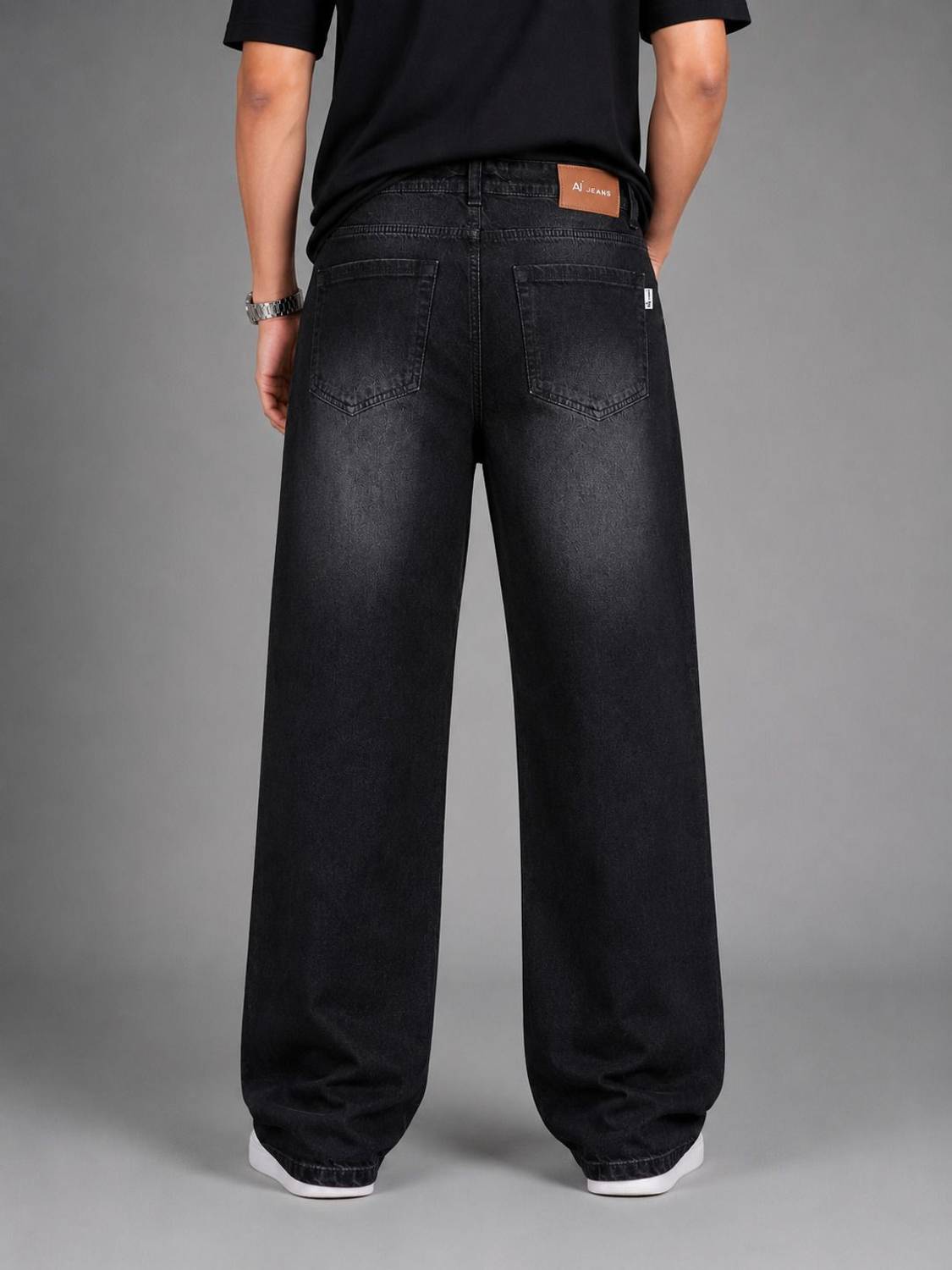 AJJ Straight Fit Men Black Jeans - Image 2