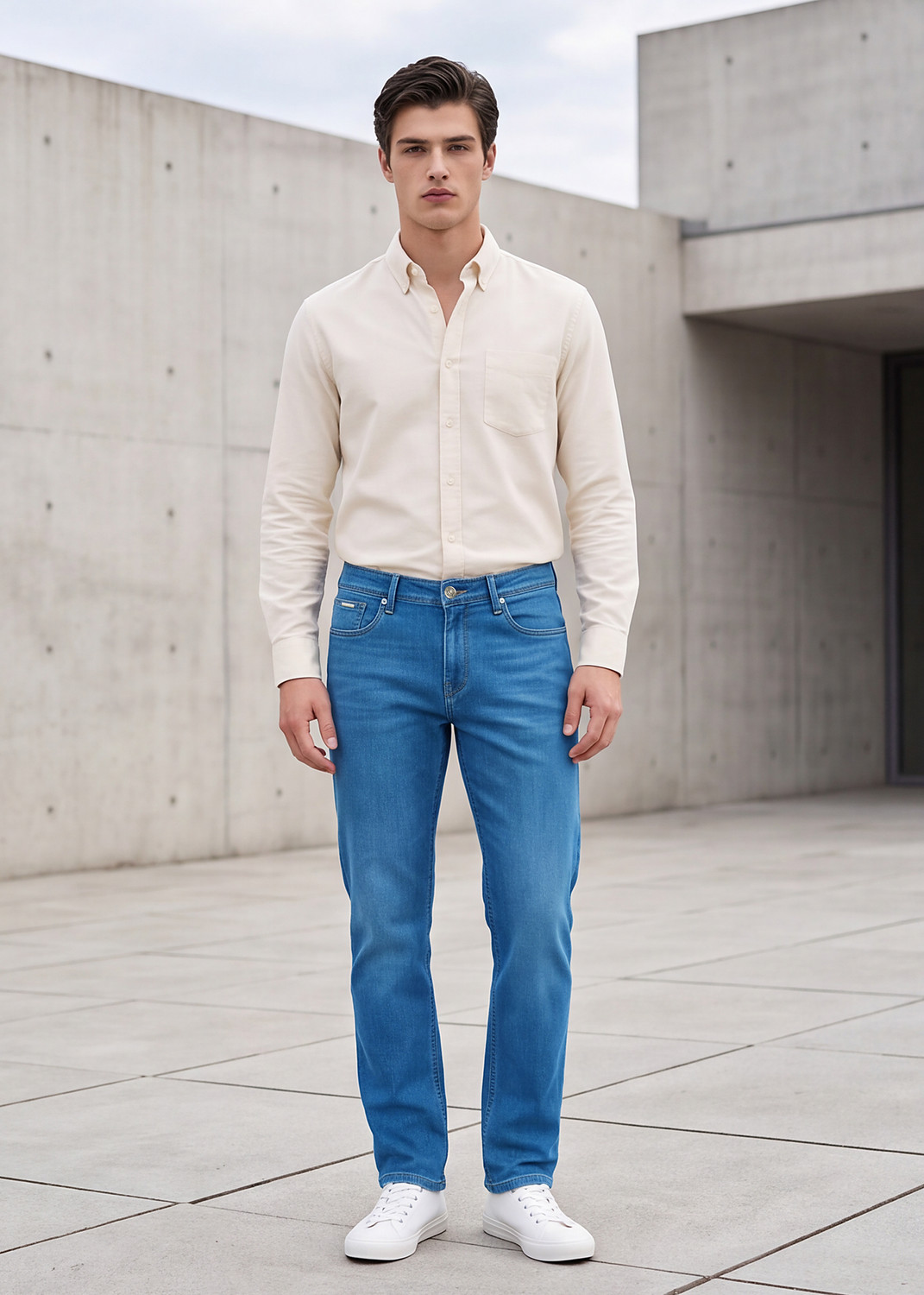 Image of KILLER Men Straight Fit Mid Rise Blue Jeans