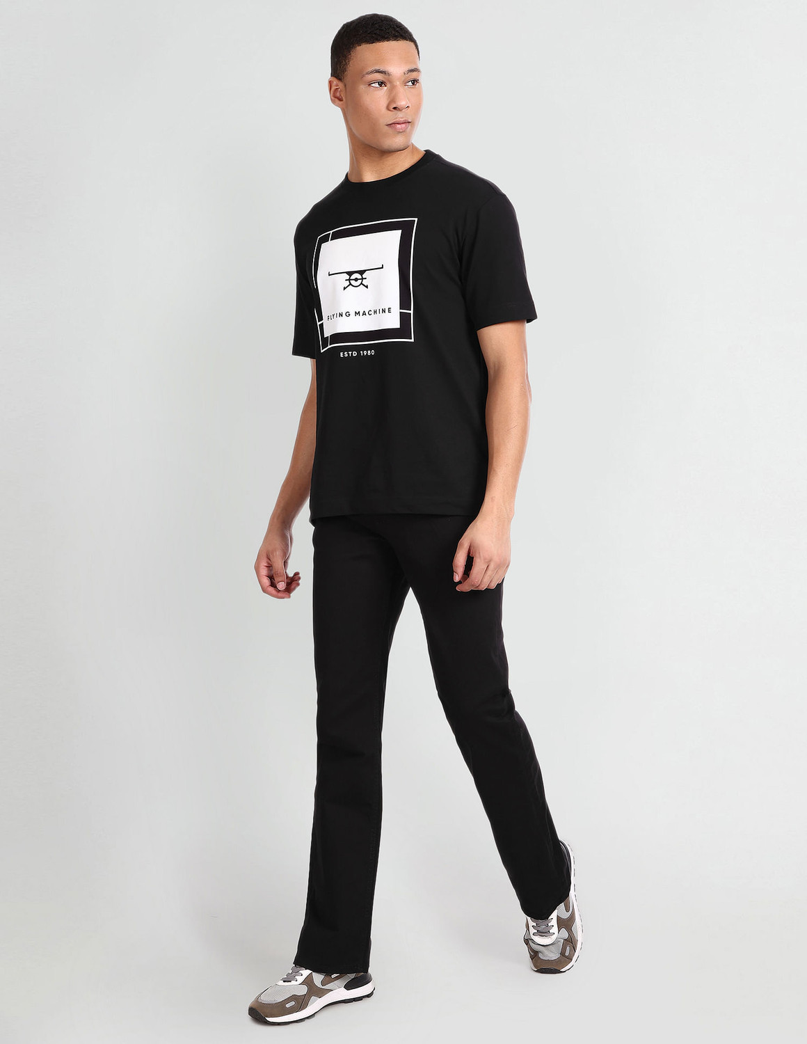 Image of FLYING MACHINE Boot-Leg Men Black Jeans