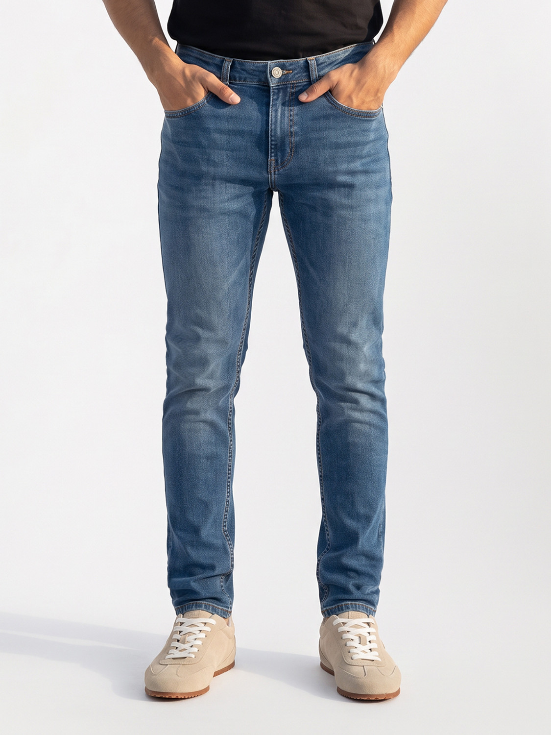 Image of Spykar Men Slim Low Rise Light Blue Jeans